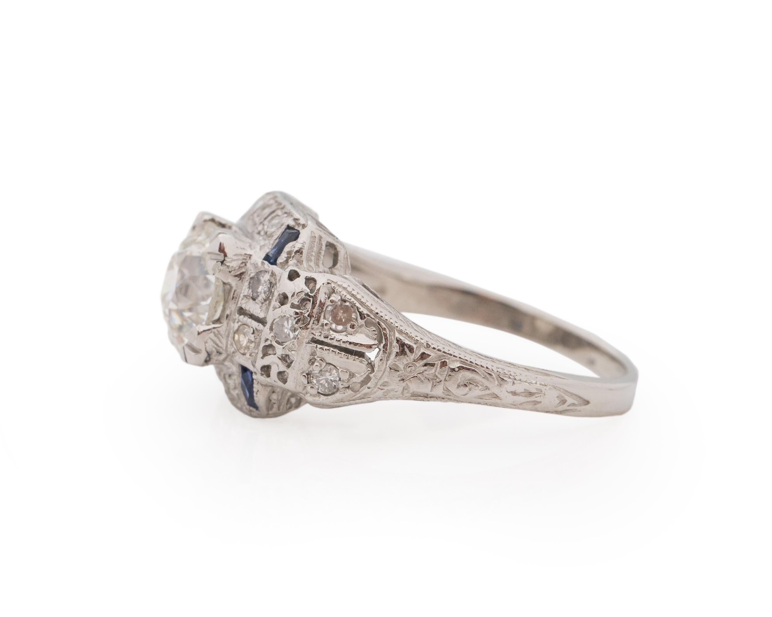 Old European Cut GIA Certified 1.36 Carat Art Deco Diamond Platinum Engagement Ring For Sale