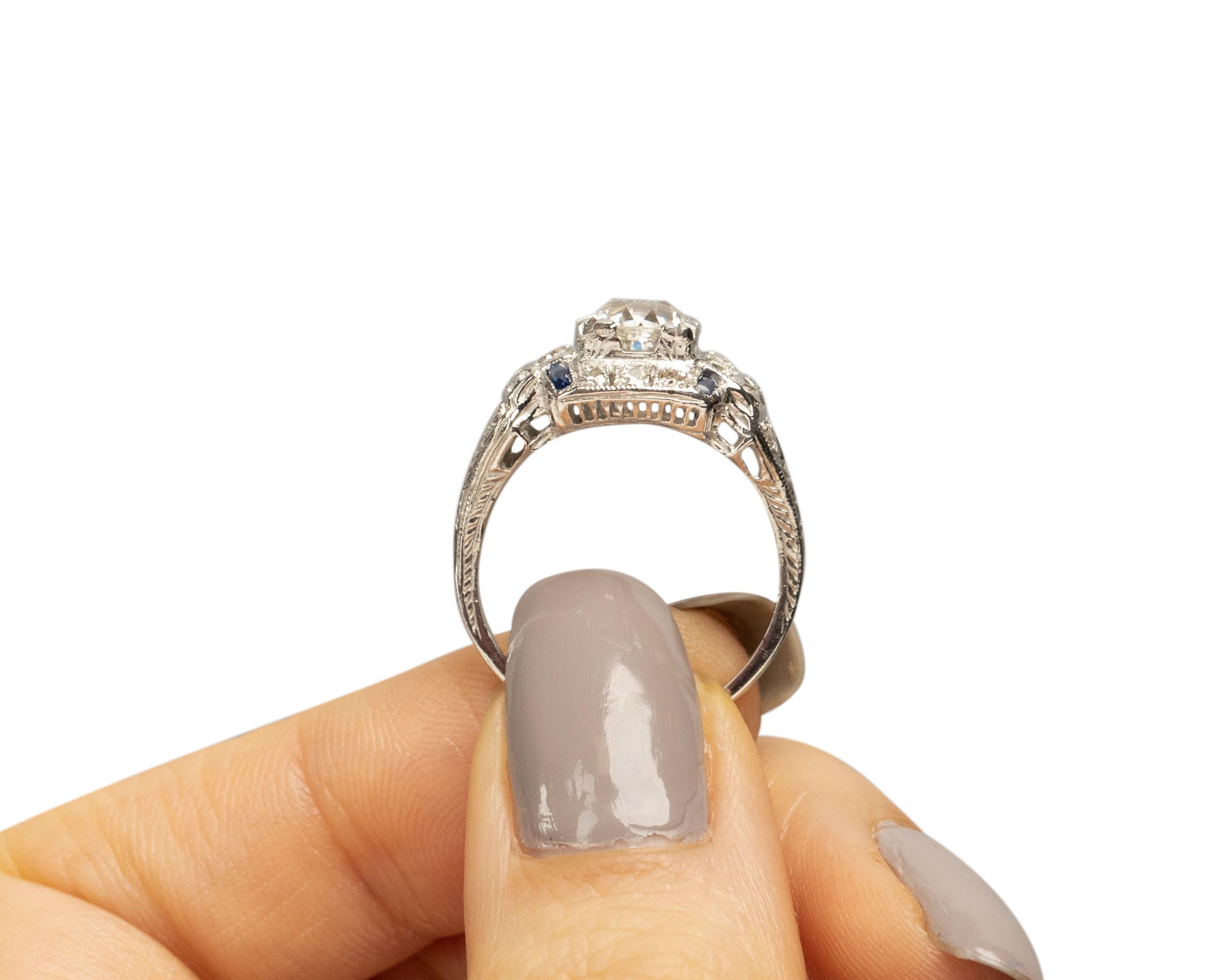 GIA Certified 1.36 Carat Art Deco Diamond Platinum Engagement Ring For Sale 3