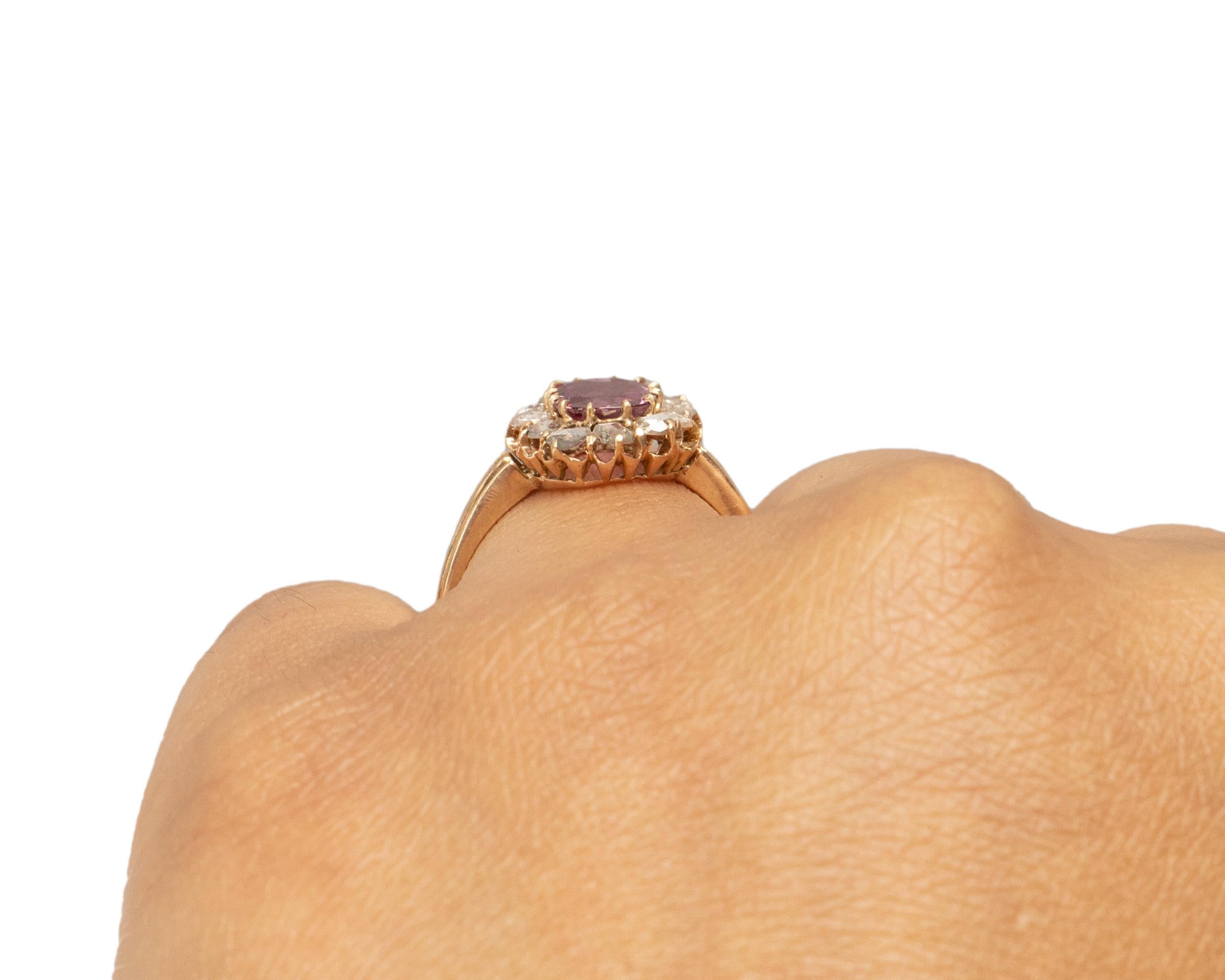 Gia Certified 1.36 Carat Edwardian Diamond 14 Karat Rose Gold Engagement Ring For Sale 1