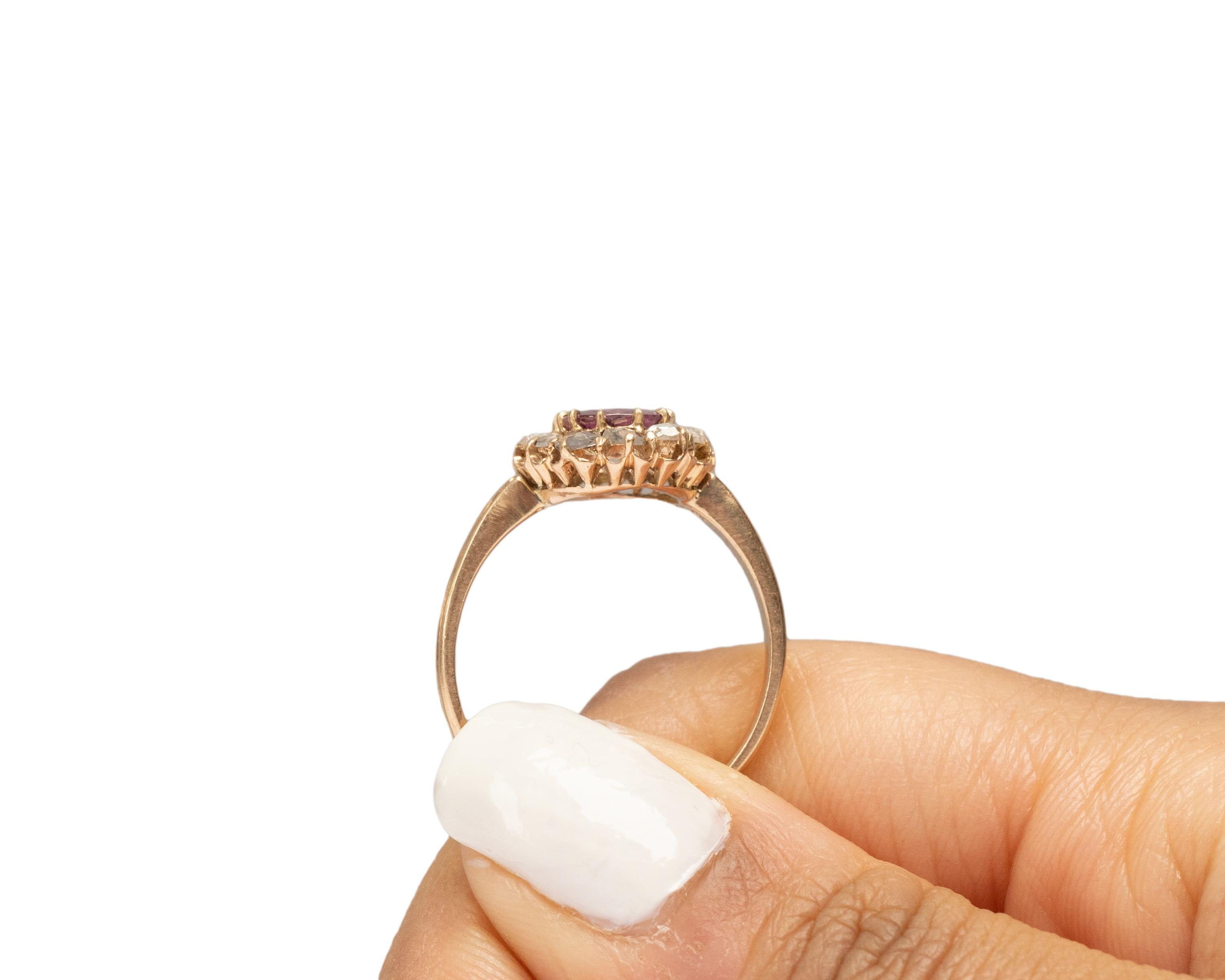 Gia Certified 1.36 Carat Edwardian Diamond 14 Karat Rose Gold Engagement Ring For Sale 3