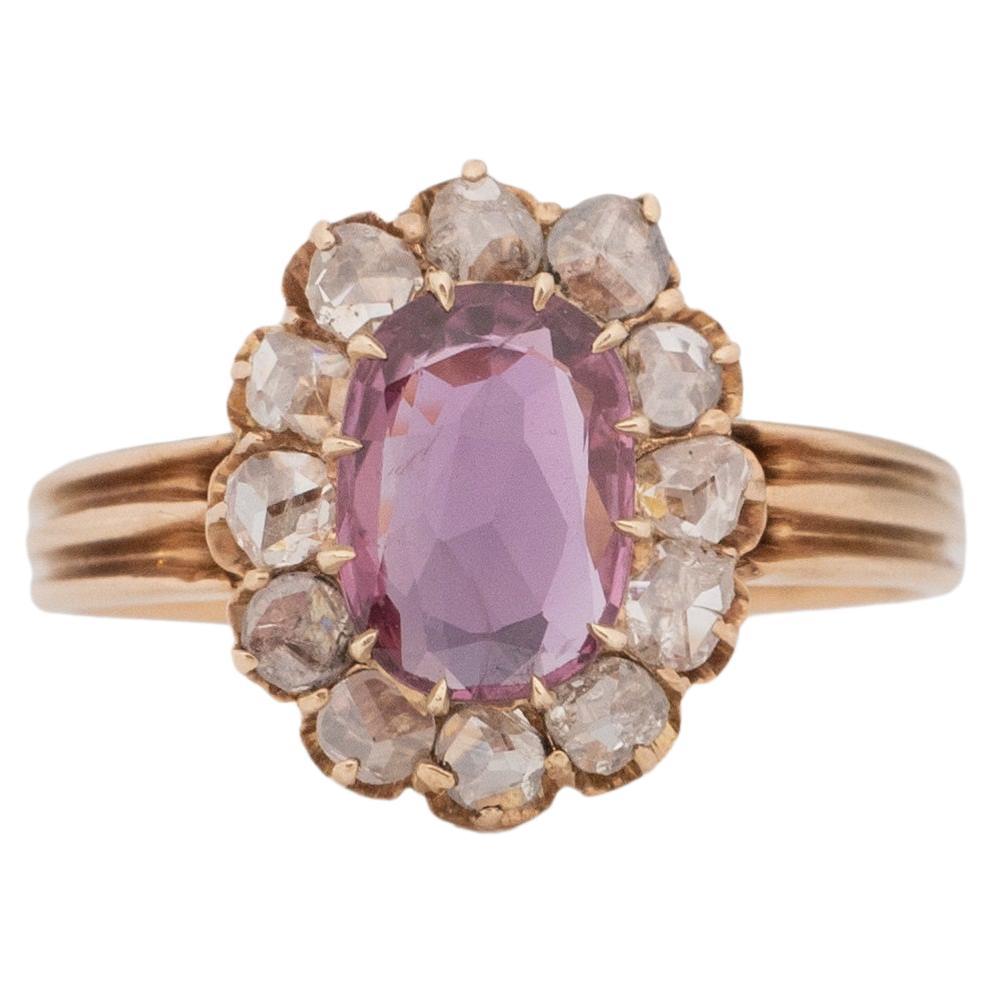 Gia Certified 1.36 Carat Edwardian Diamond 14 Karat Rose Gold Engagement Ring For Sale