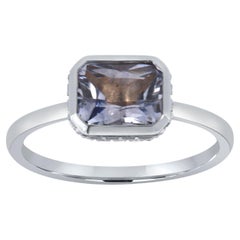 GIA Certified 1.36 Carat "Ice Blue" Sapphire 18K White Gold Diamond Ring