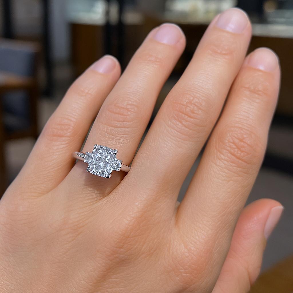 GIA Certified 1.36 Carat Lucere Cut Diamond Three-Stone Engagement Ring in Plati Unisexe en vente