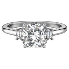 GIA Certified 1.36 Carat Lucere Cut Diamond Three-Stone Engagement Ring in Plati