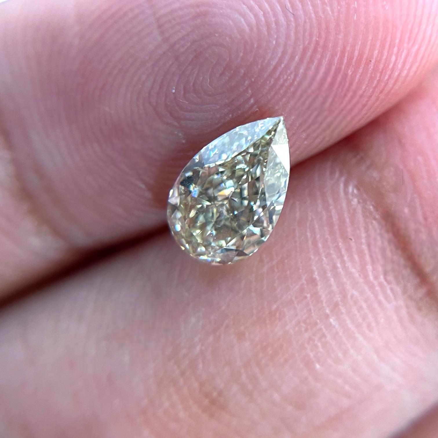 Modern GIA Certified 1.36 carat Pear Fancy Brownish Greenish Yellow Natural Diamond For Sale
