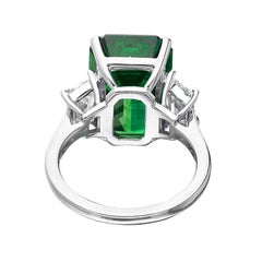 GIA Certified 13.63 Ct. Emerald Trapezoid side Ring