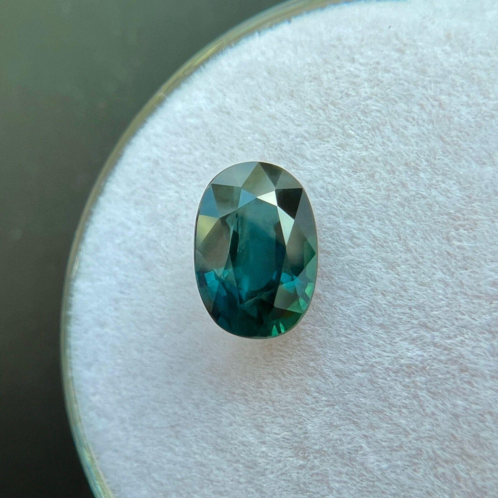 Gia Certified 1.36ct Green Blue Teal Rare Sapphire 7.9x5.4mm Oval Cut Gem For Sale 1