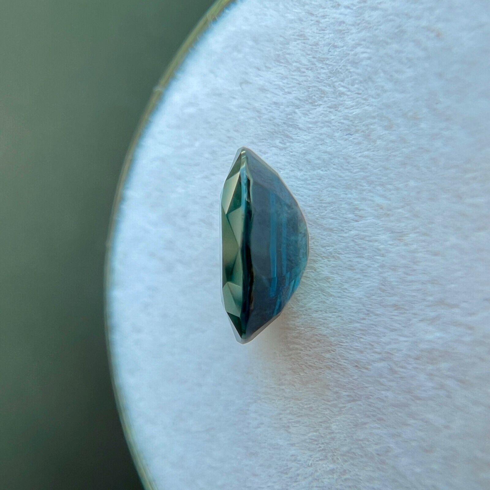 Gia Certified 1.36ct Green Blue Teal Rare Sapphire 7.9x5.4mm Oval Cut Gem For Sale 2