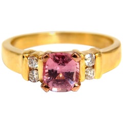 GIA Certified 1.36ct natural no heat padparadscha sapphire diamonds ring 14kt