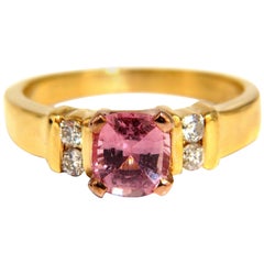 GIA Certified 1.36ct Natural No Heat Padparadscha Sapphire Diamonds Ring 14kt