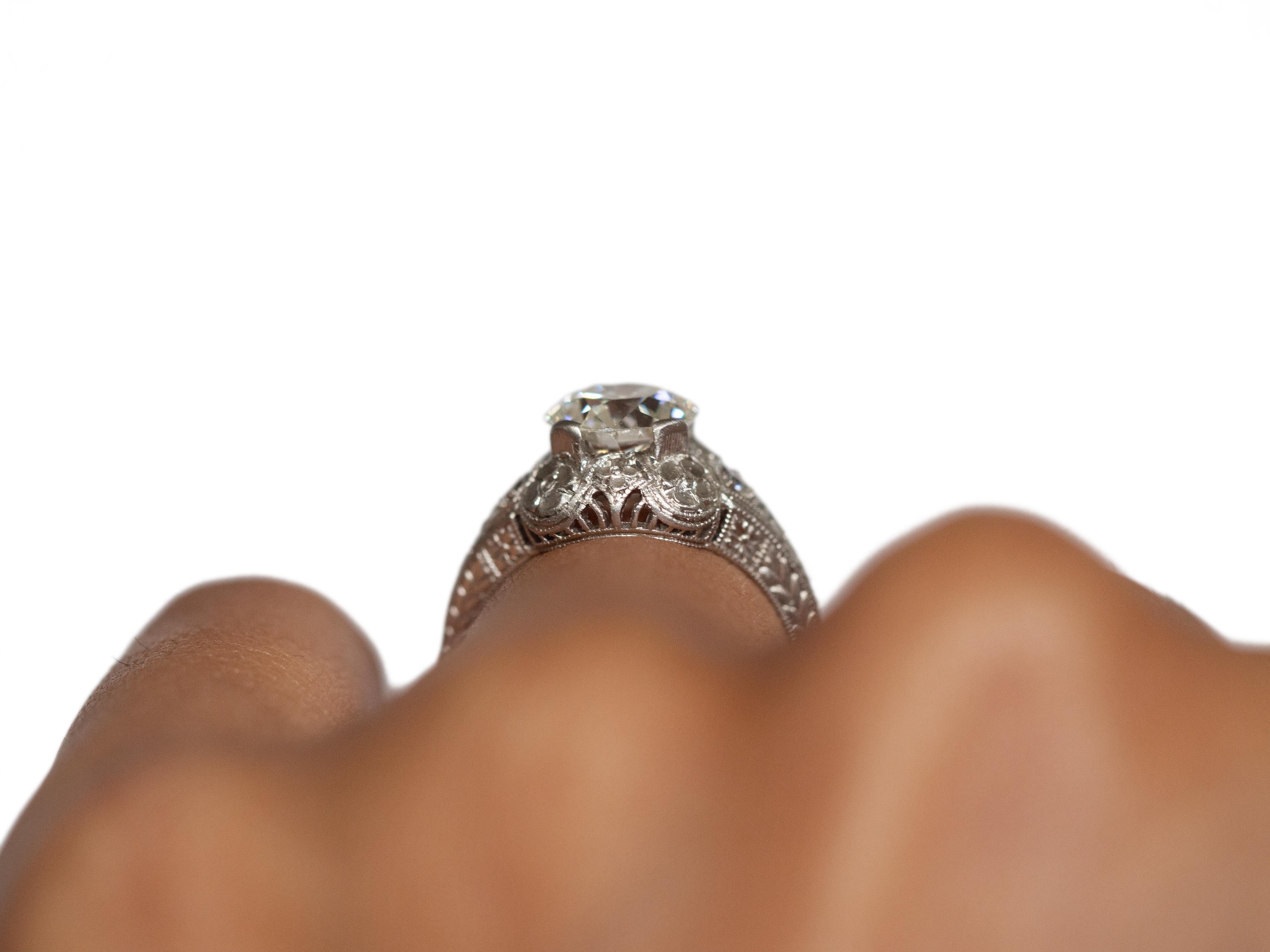 GIA Certified 1.37 Carat Diamond Platinum Engagement Ring In Good Condition For Sale In Atlanta, GA