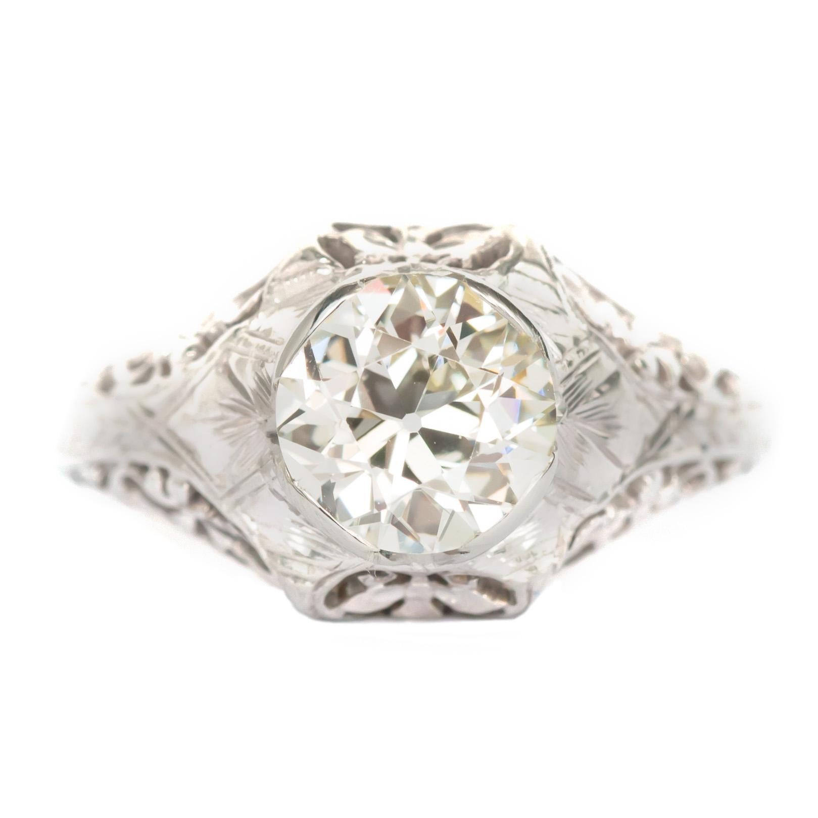 GIA Certified 1.37 Carat Diamond White Gold Engagement Ring