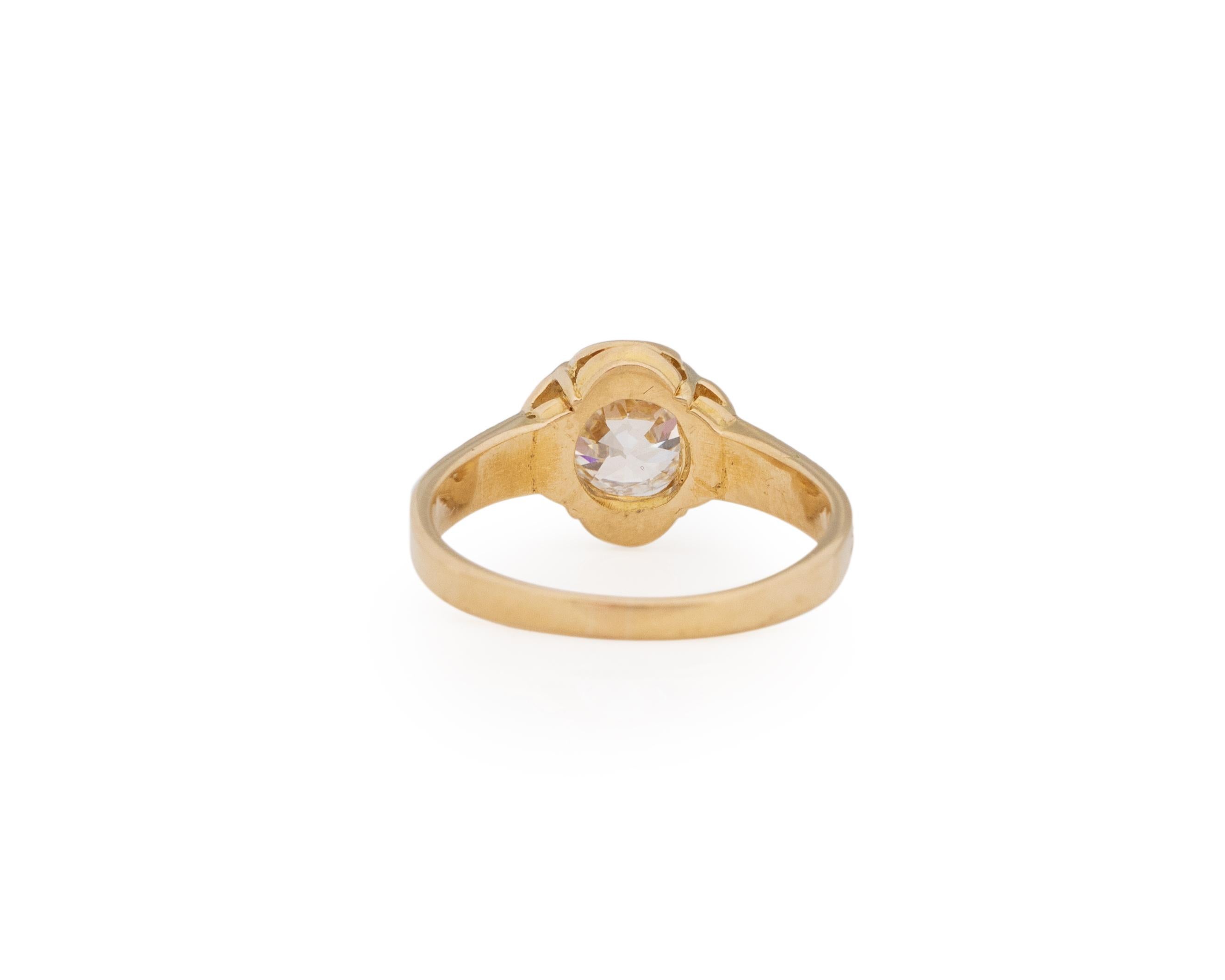 GIA Certified 1.37 Carat Edwardian Diamond 14 Karat Yellow Gold Engagement Ring In Good Condition For Sale In Atlanta, GA