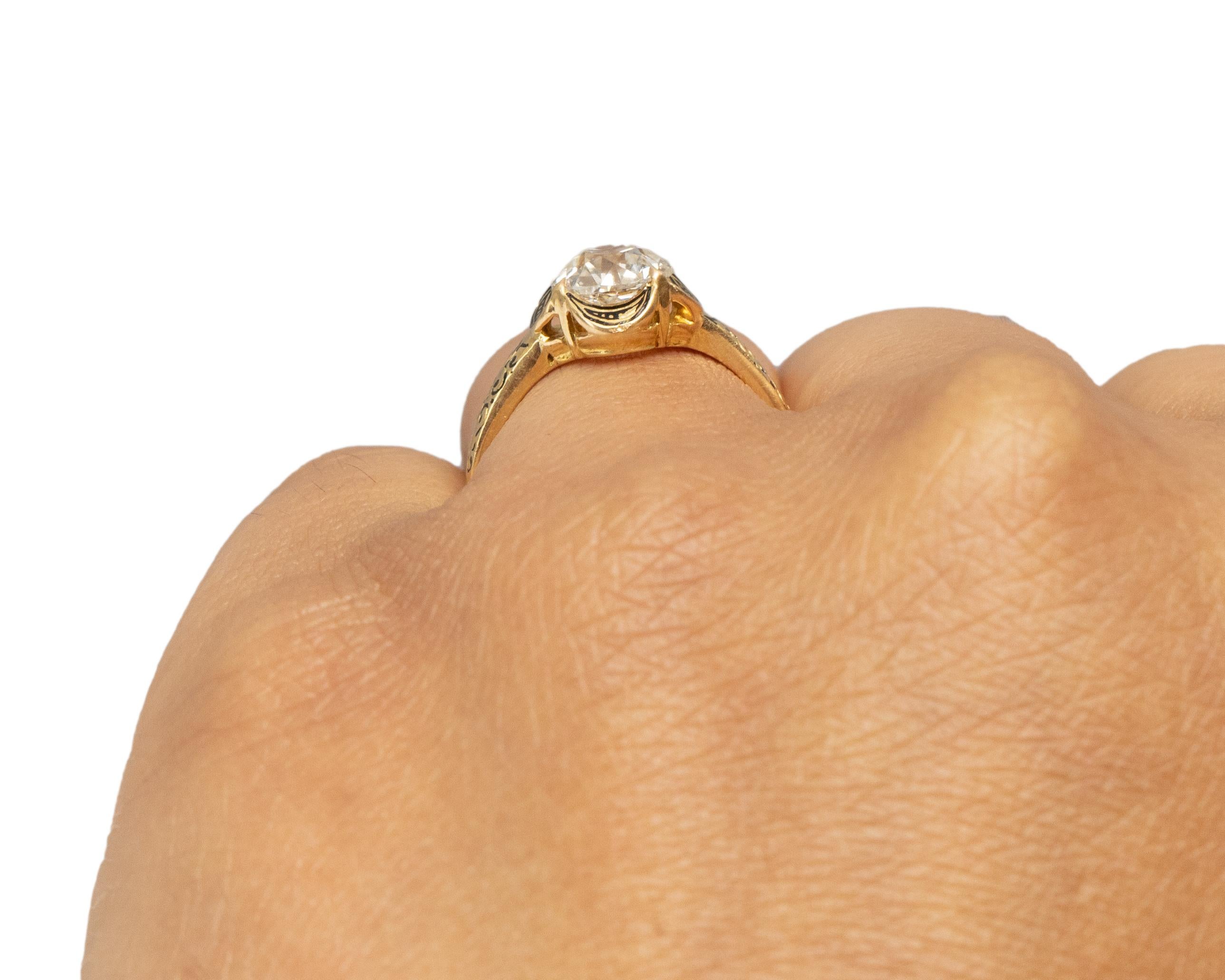 GIA Certified 1.37 Carat Edwardian Diamond 14 Karat Yellow Gold Engagement Ring For Sale 1