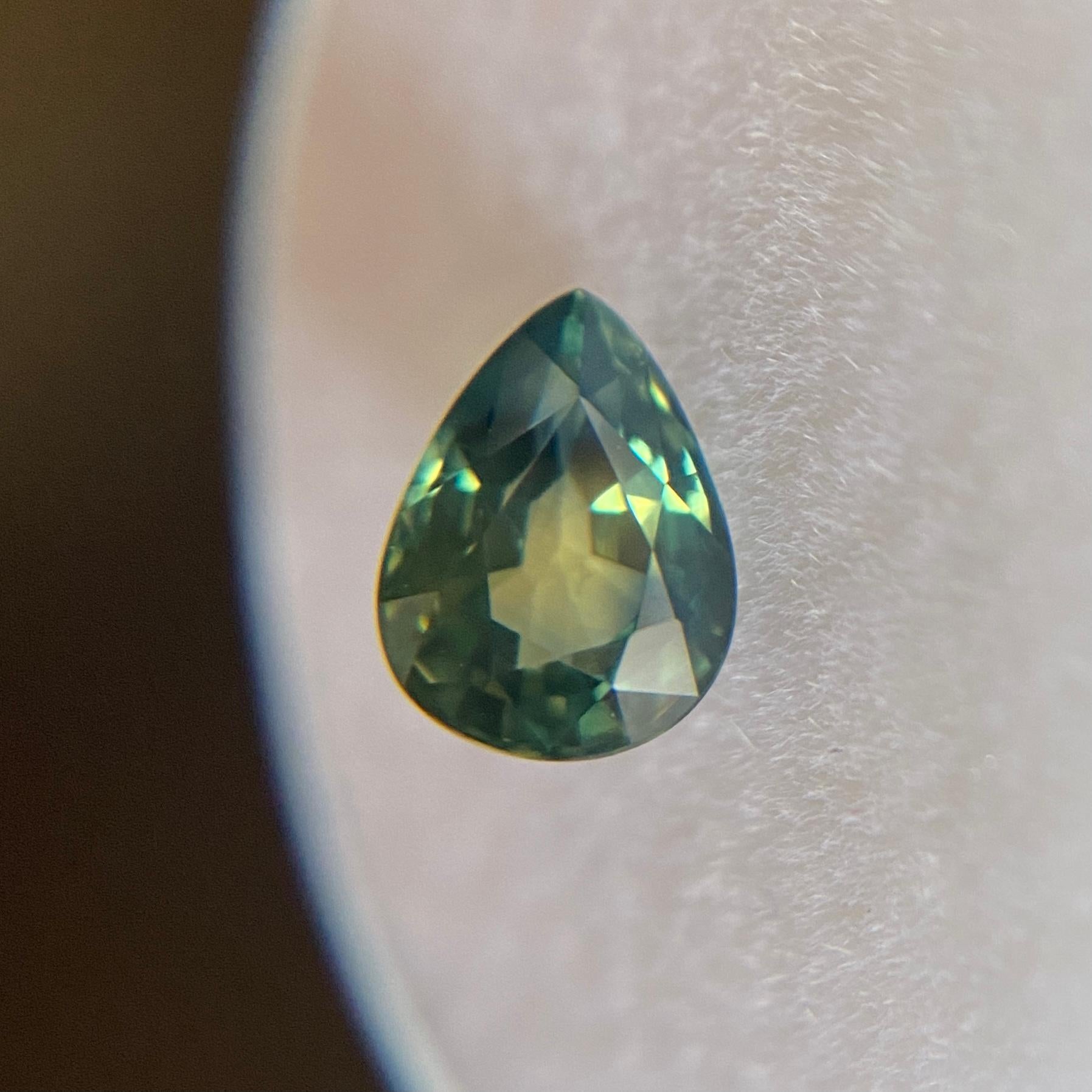 GIA Certified 1.37ct Parti Colour Australian Sapphire Blue Untreated Pear Cut In New Condition In Birmingham, GB