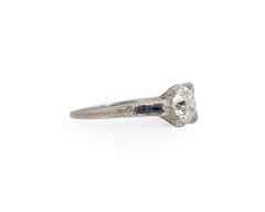 GIA-zertifizierter Platin-Verlobungsring mit 1.38 Karat Art Deco-Diamant