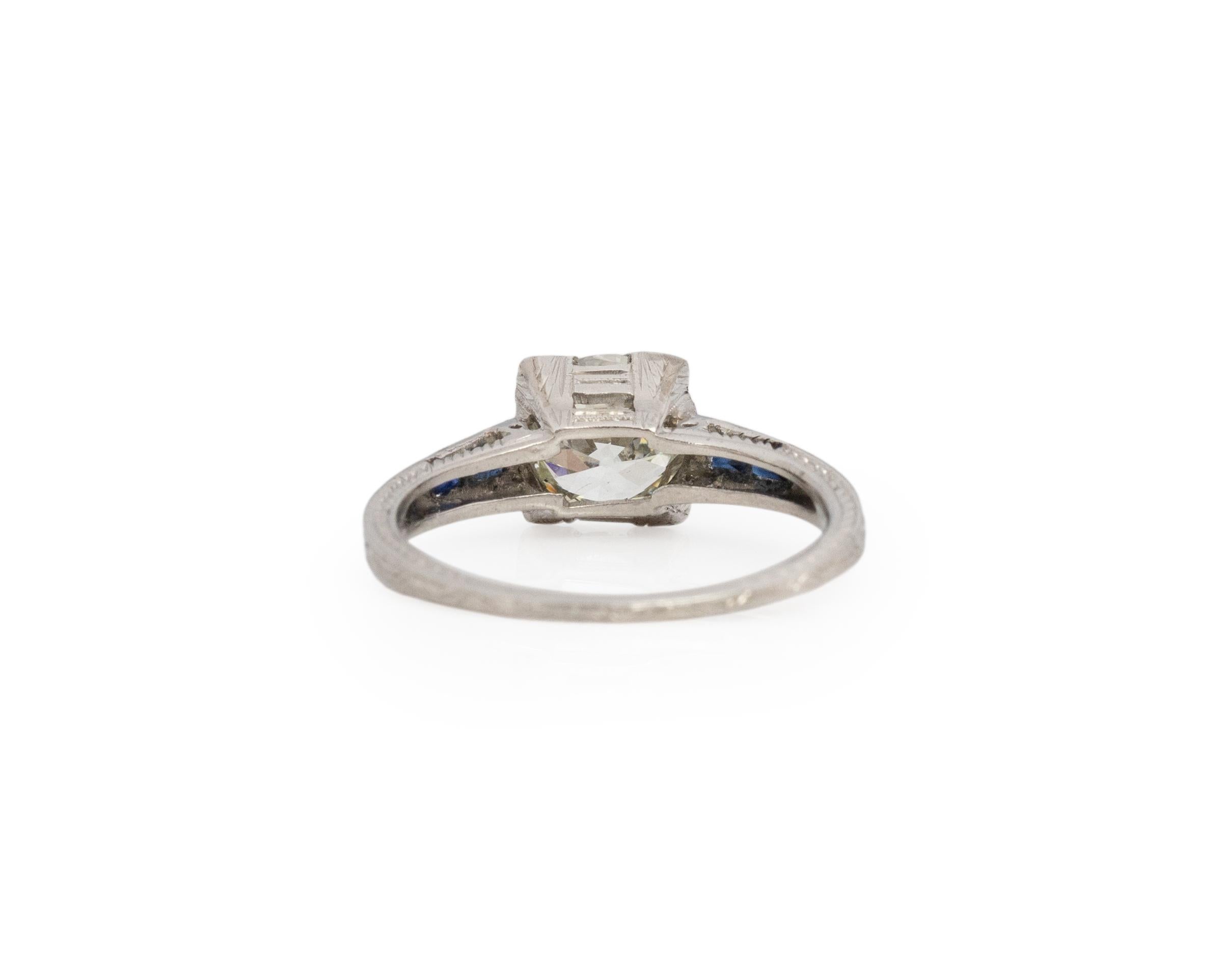 GIA Certified 1.38 Carat Art Deco Diamond Platinum Engagement Ring In Good Condition For Sale In Atlanta, GA