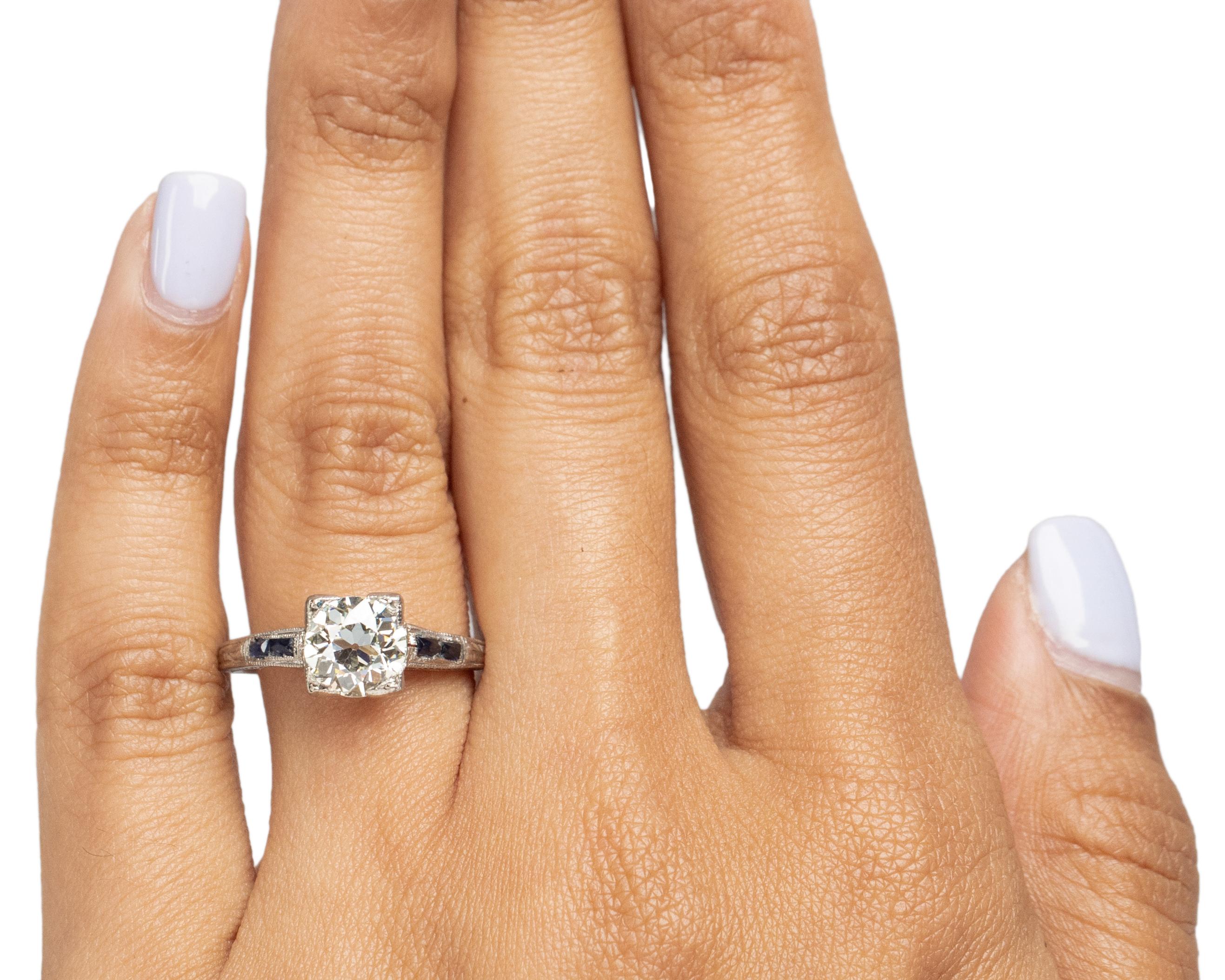 Women's GIA Certified 1.38 Carat Art Deco Diamond Platinum Engagement Ring For Sale