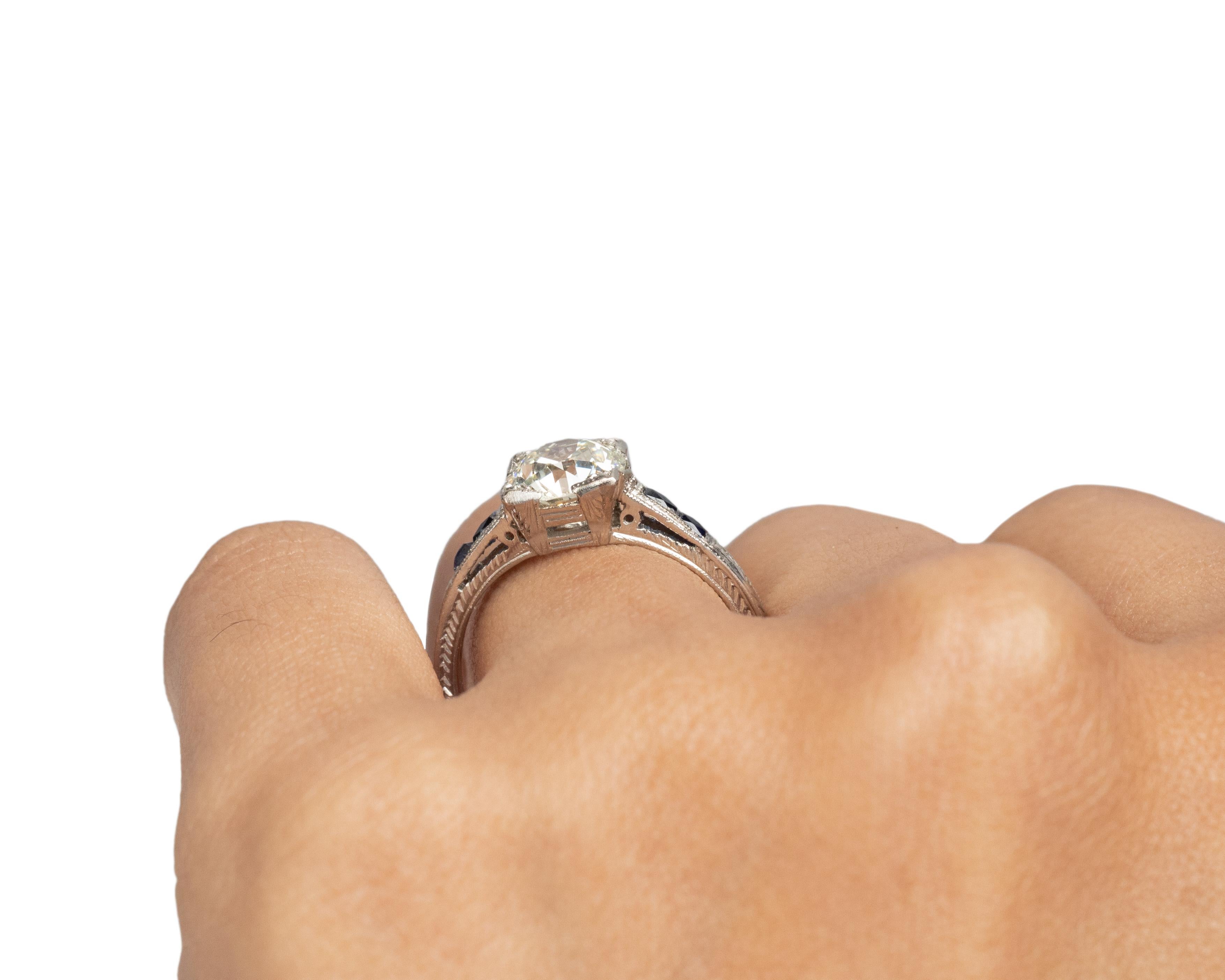 GIA Certified 1.38 Carat Art Deco Diamond Platinum Engagement Ring For Sale 1