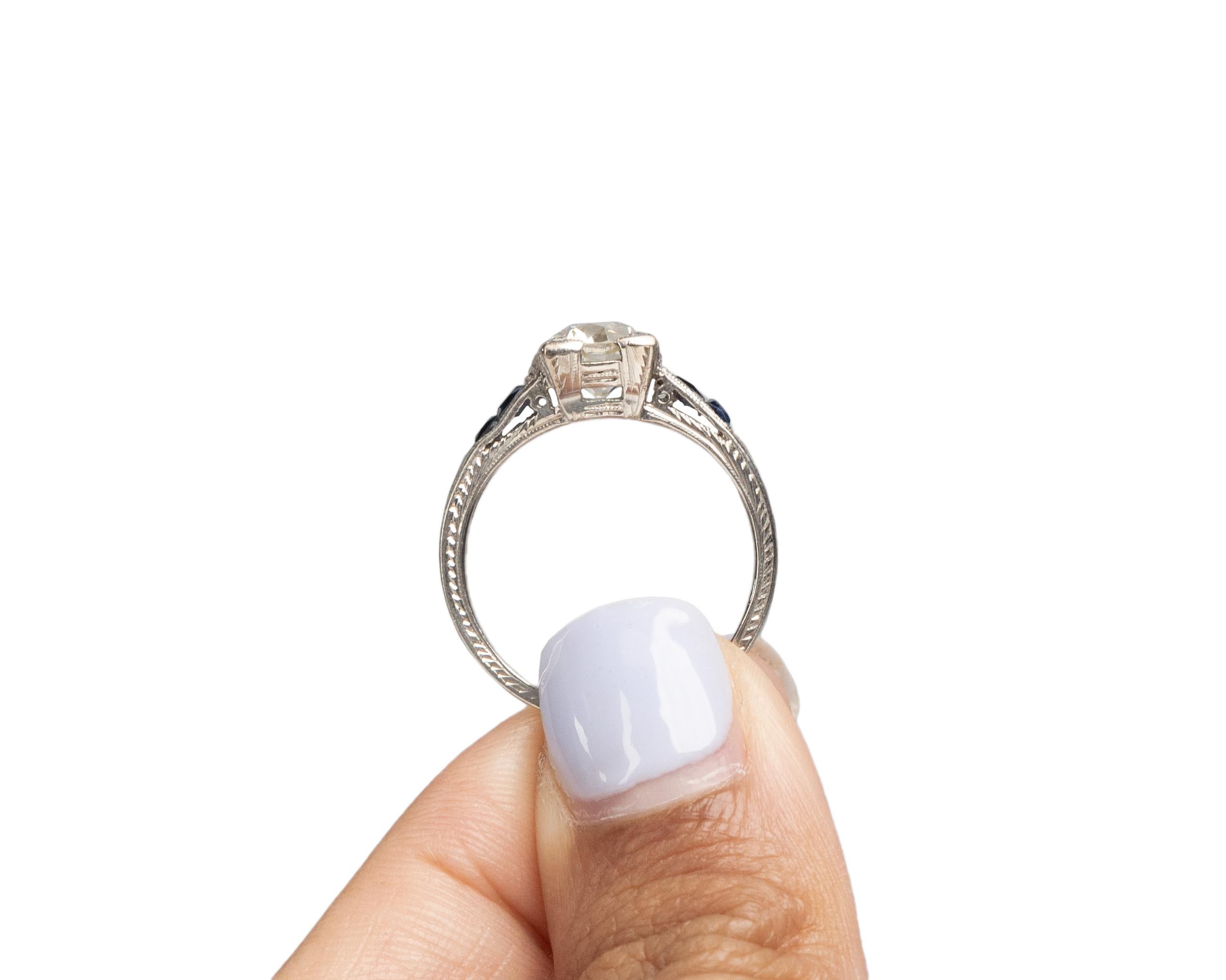 GIA Certified 1.38 Carat Art Deco Diamond Platinum Engagement Ring For Sale 2