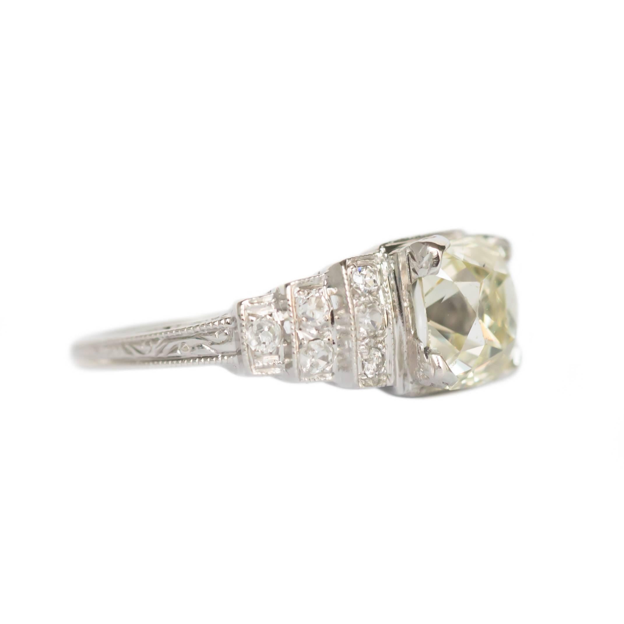 Art Deco GIA Certified 1.38 Carat Diamond Platinum Engagement Ring For Sale