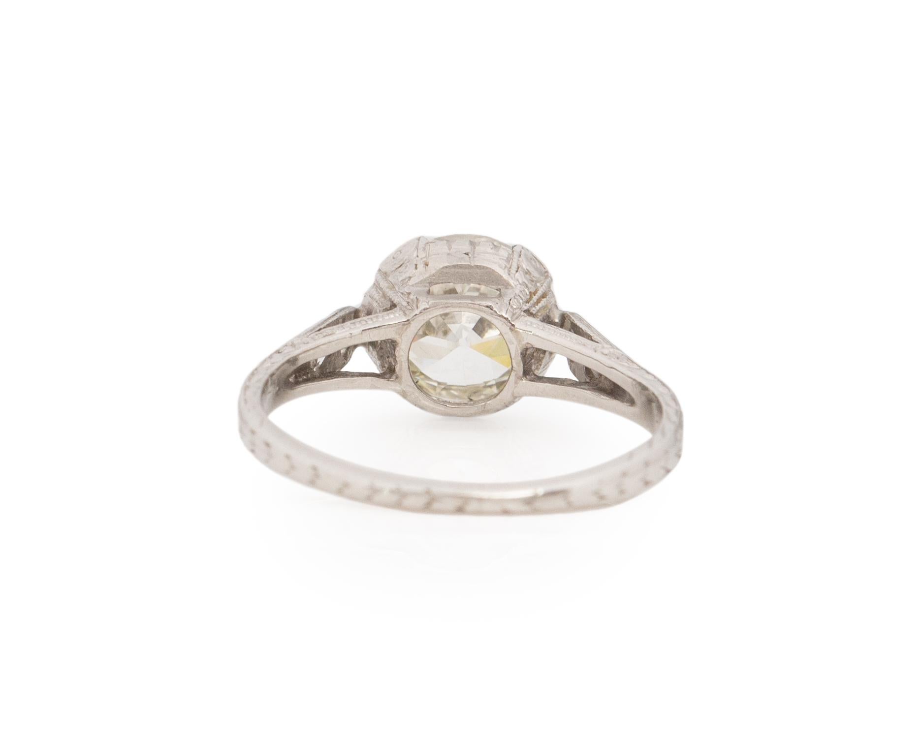Old European Cut GIA Certified 1.38 Carat Diamond Platinum Engagement Ring