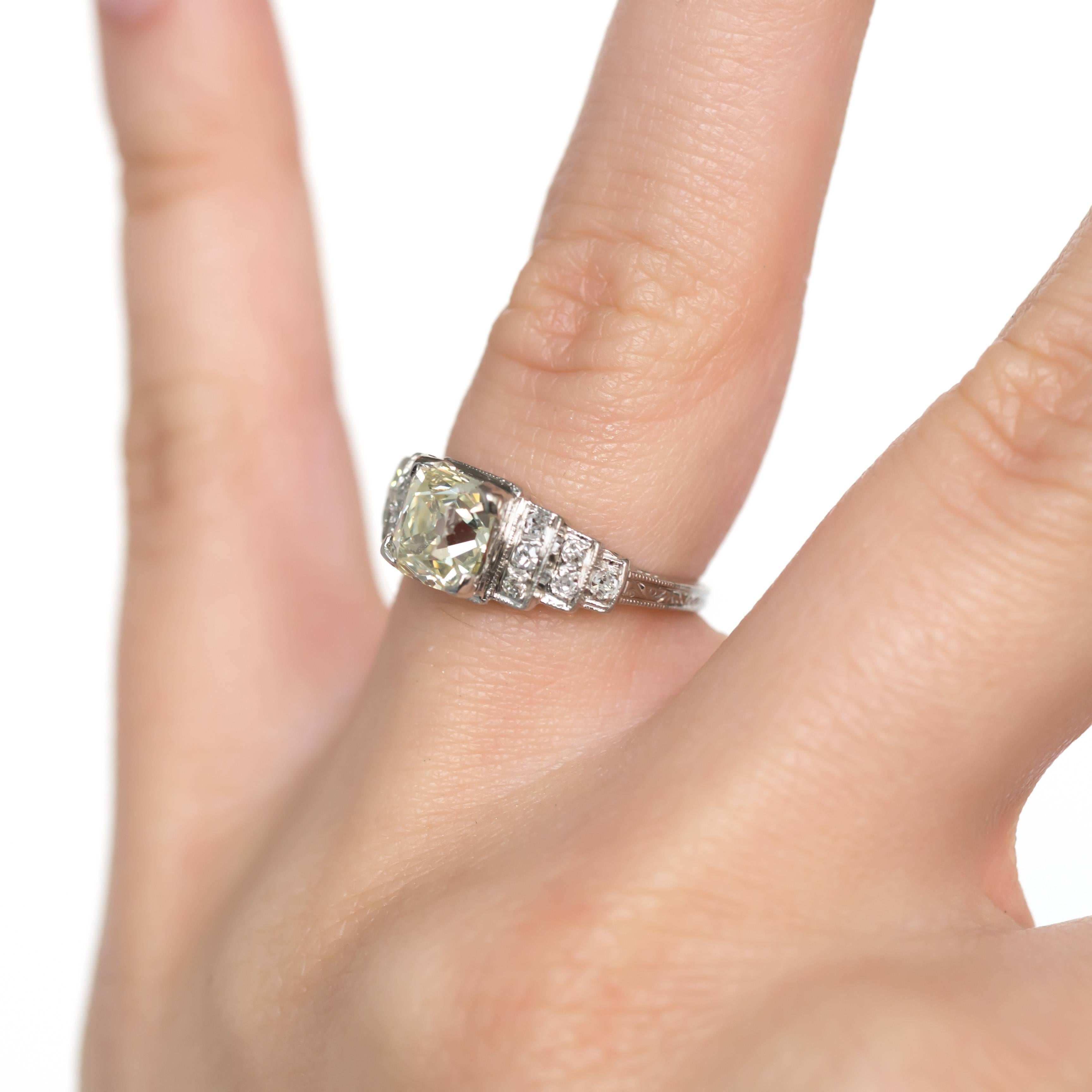 GIA Certified 1.38 Carat Diamond Platinum Engagement Ring For Sale 2