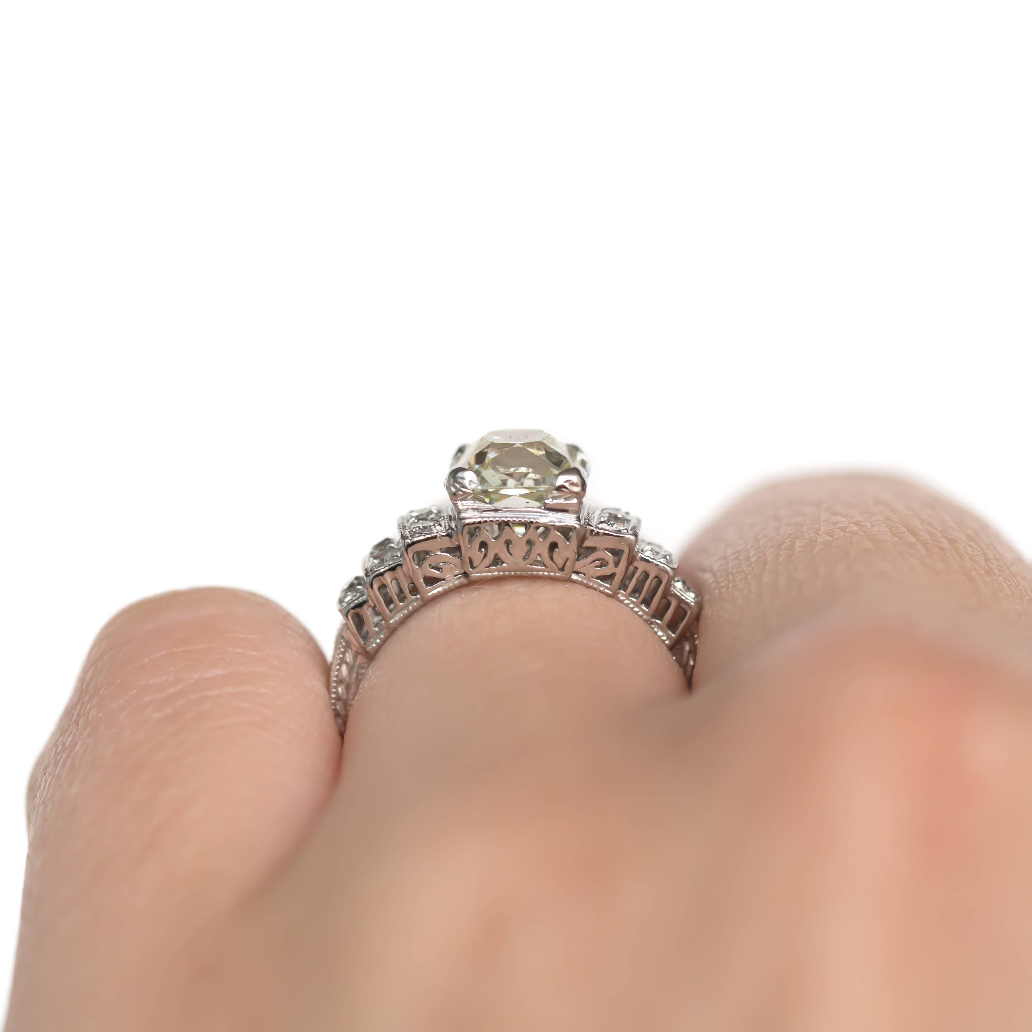 GIA Certified 1.38 Carat Diamond Platinum Engagement Ring For Sale 3