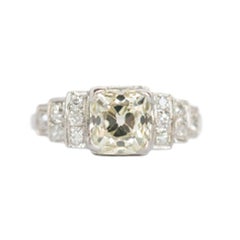 Antique GIA Certified 1.38 Carat Diamond Platinum Engagement Ring