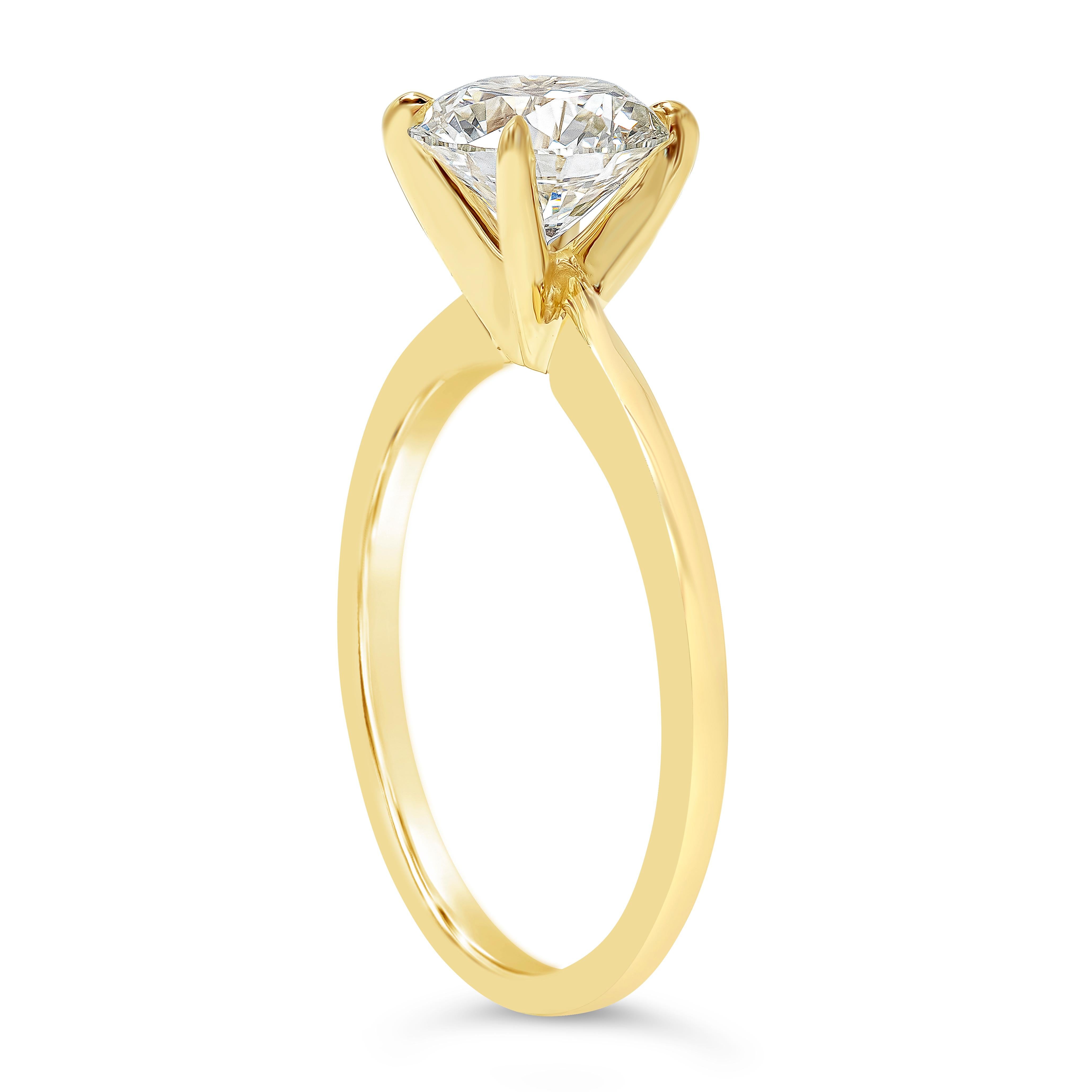 Contemporary Roman Malakov GIA Certified 1.38 Carat Round Diamond Solitaire Engagement Ring
