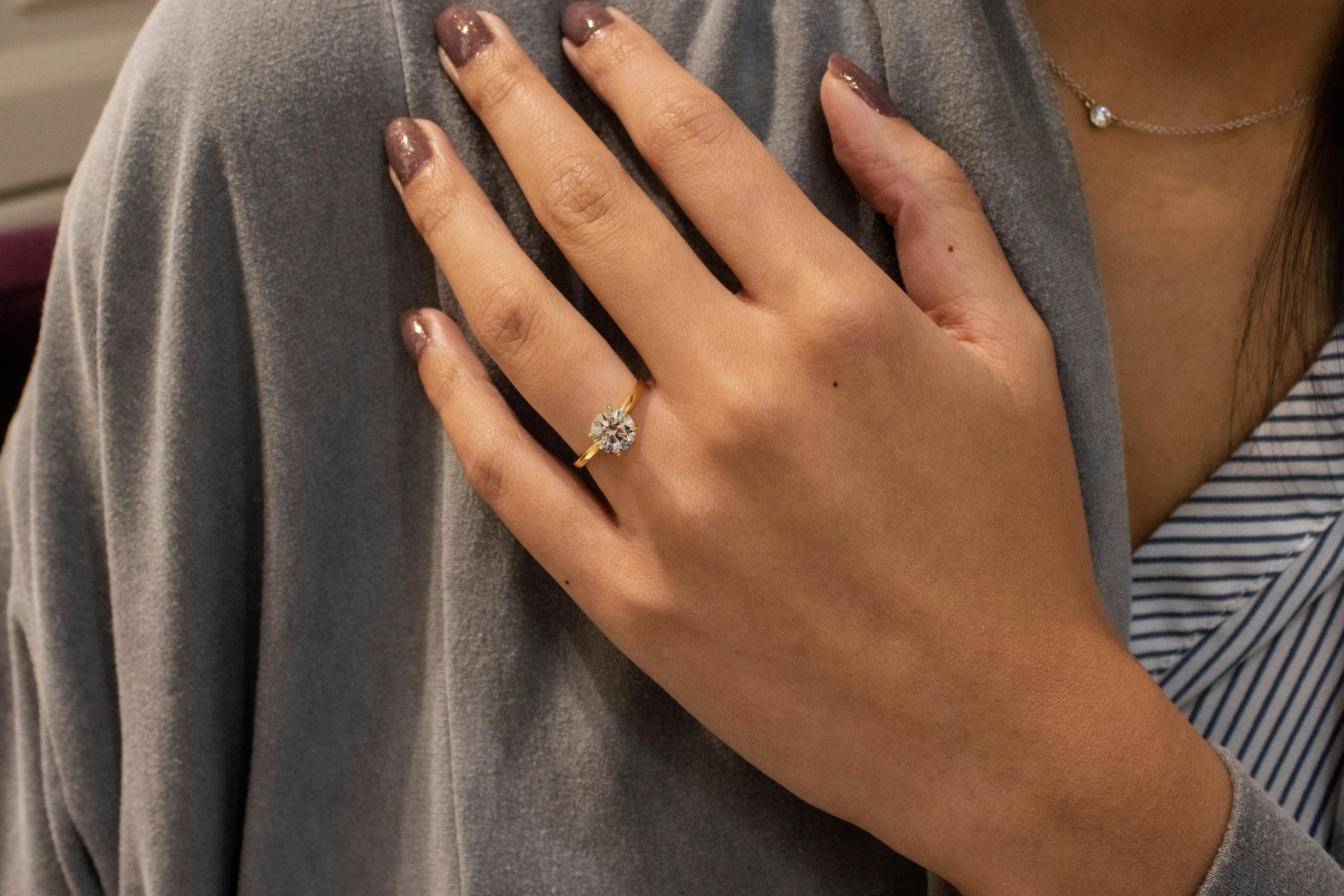 Women's Roman Malakov GIA Certified 1.38 Carat Round Diamond Solitaire Engagement Ring
