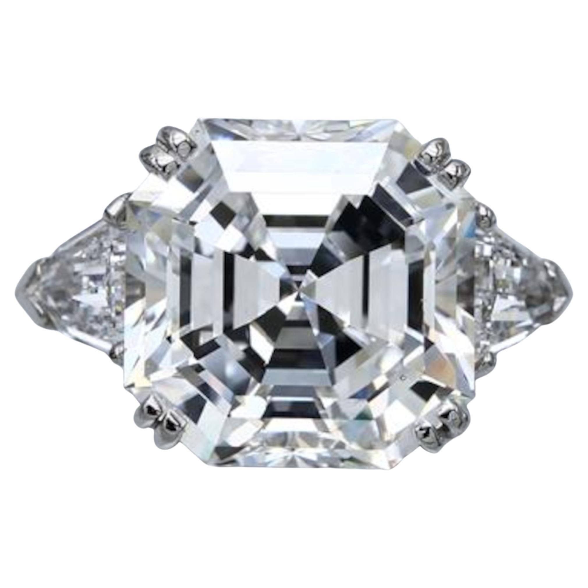Contemporary GIA Certified 13.84 Ct. Asscher Cut Diamond Platinum Ring For Sale
