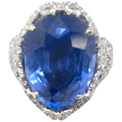 GIA Certified 13.85 Carat Burma Sapphire Ring