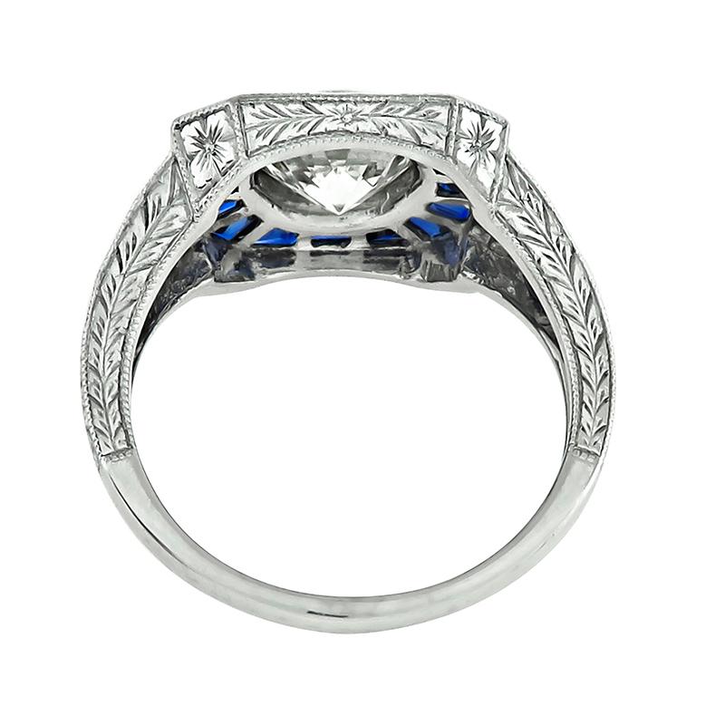 Anillo de compromiso de diamantes certificado por GIA de 1.38ct Corte europeo antiguo en venta
