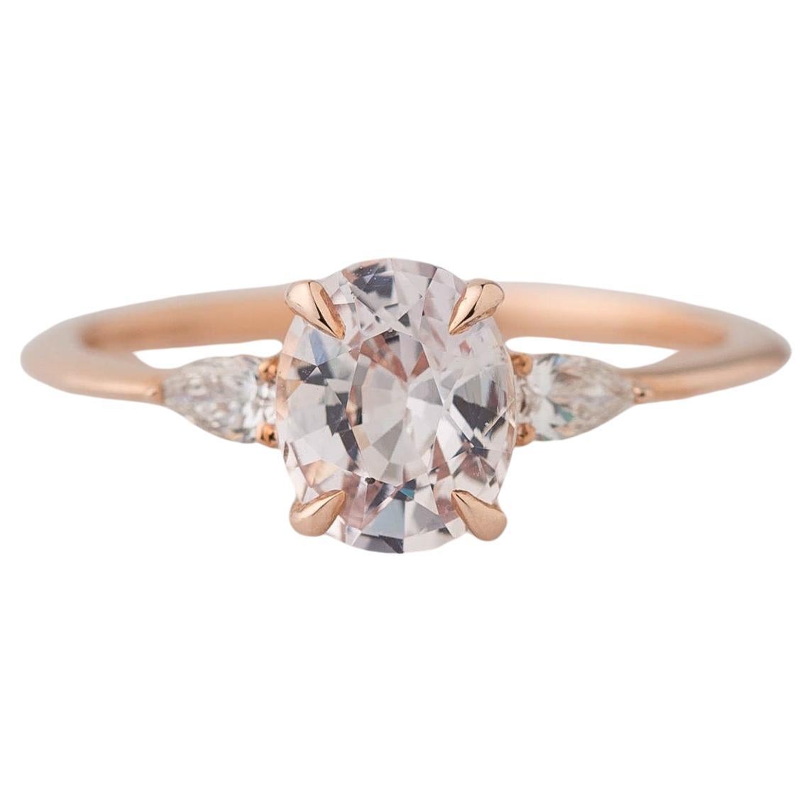GIA Certified 1.39 Carat 3-Stone Oval Pink Sapphire Diamond Ring