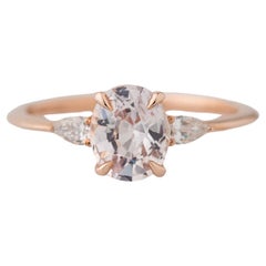 GIA Certified 1.39 Carat 3-Stone Oval Pink Sapphire Diamond Ring