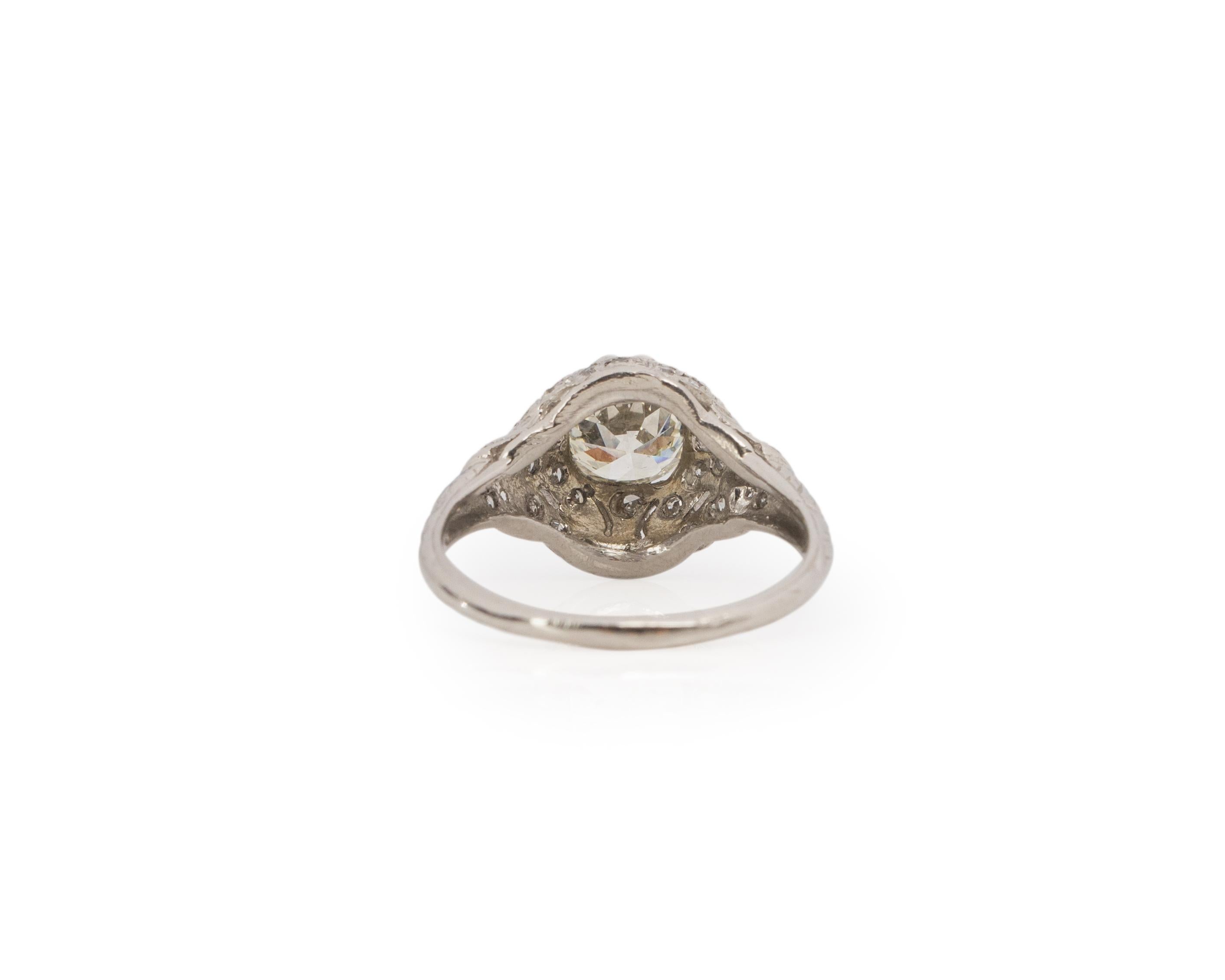 Gia Certified 1.39 Carat Art Deco Diamond Platinum Engagement Ring In Good Condition For Sale In Atlanta, GA
