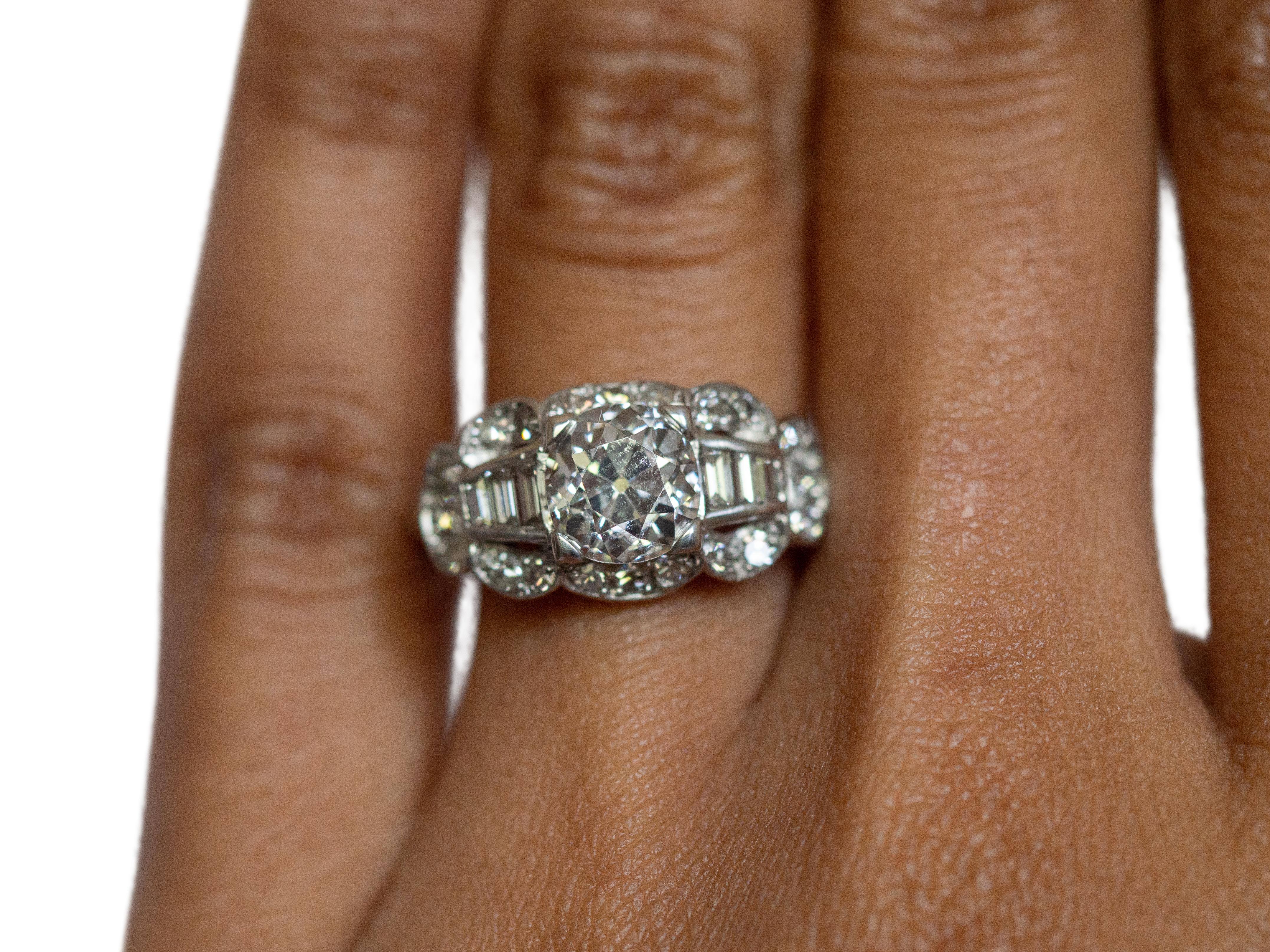 GIA Certified 1.39 Carat Diamond Platinum Engagement Ring In Good Condition For Sale In Atlanta, GA
