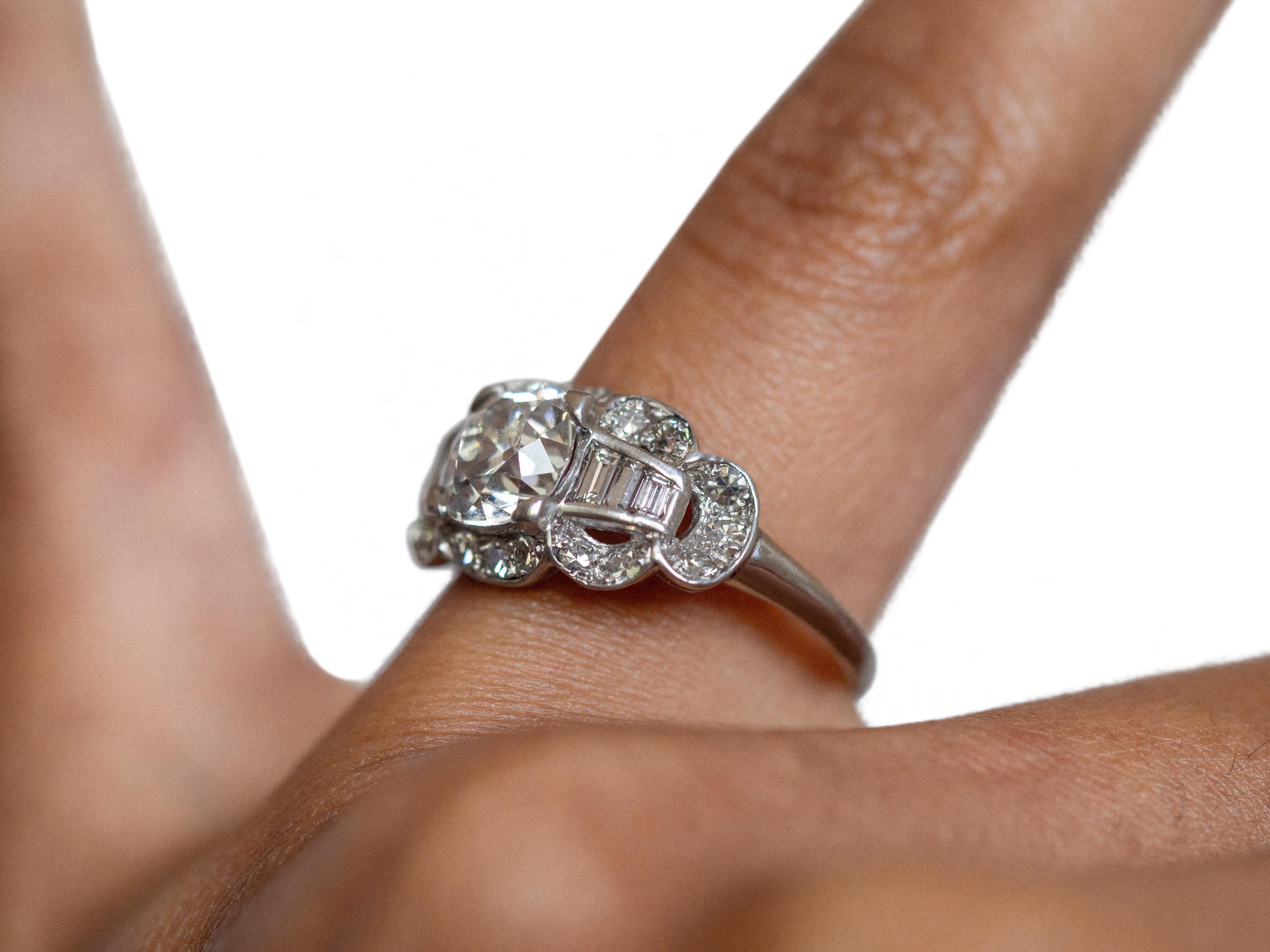 Women's or Men's GIA Certified 1.39 Carat Diamond Platinum Engagement Ring For Sale