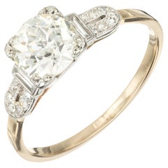 GIA Certified 1.39 Carat Diamond Two Tone Gold Art Deco Engagement Ring