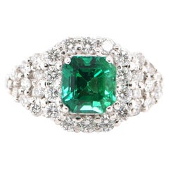 GIA Certified 1.39 Carat Natural Colombian Emerald Ring Set in Platinum