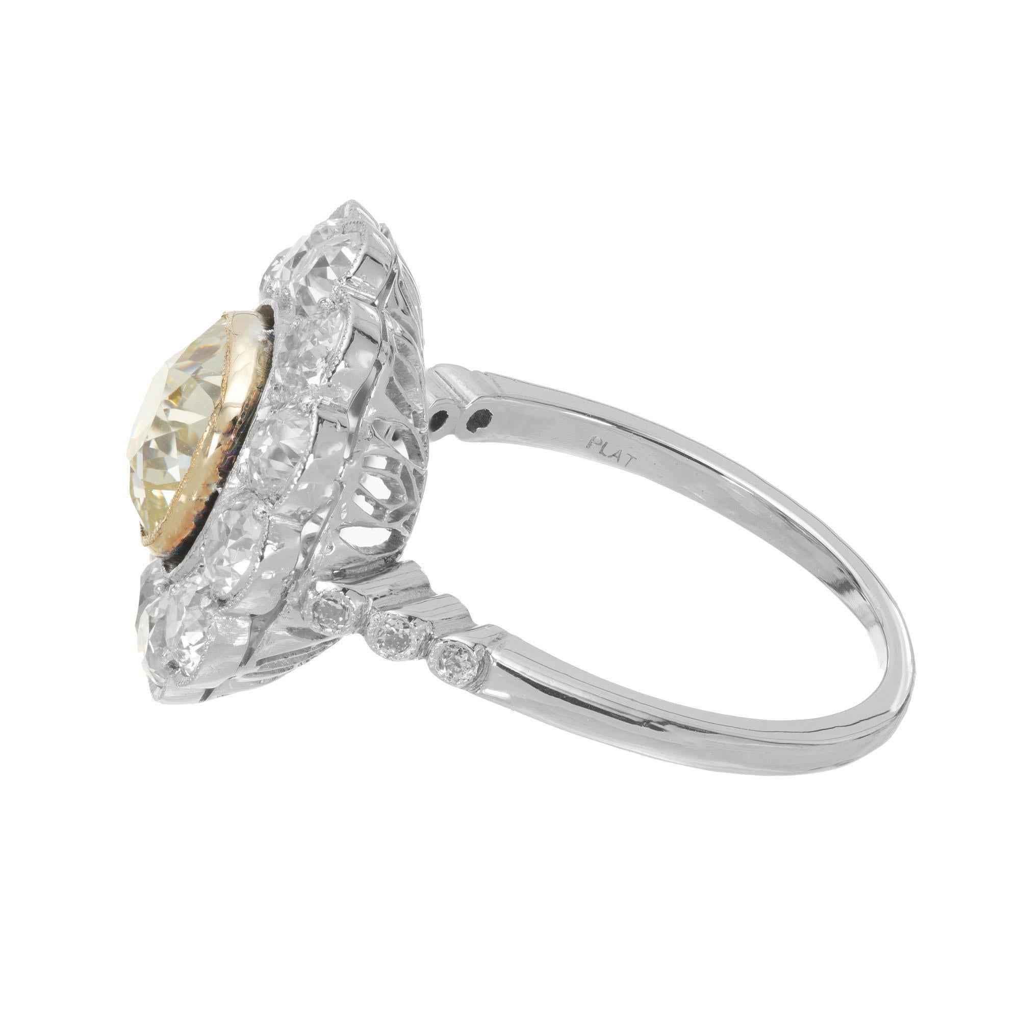 Bague de fiançailles en platine avec diamants blancs et jaunes naturels de 1,39 carat certifiés GIA Pour femmes en vente
