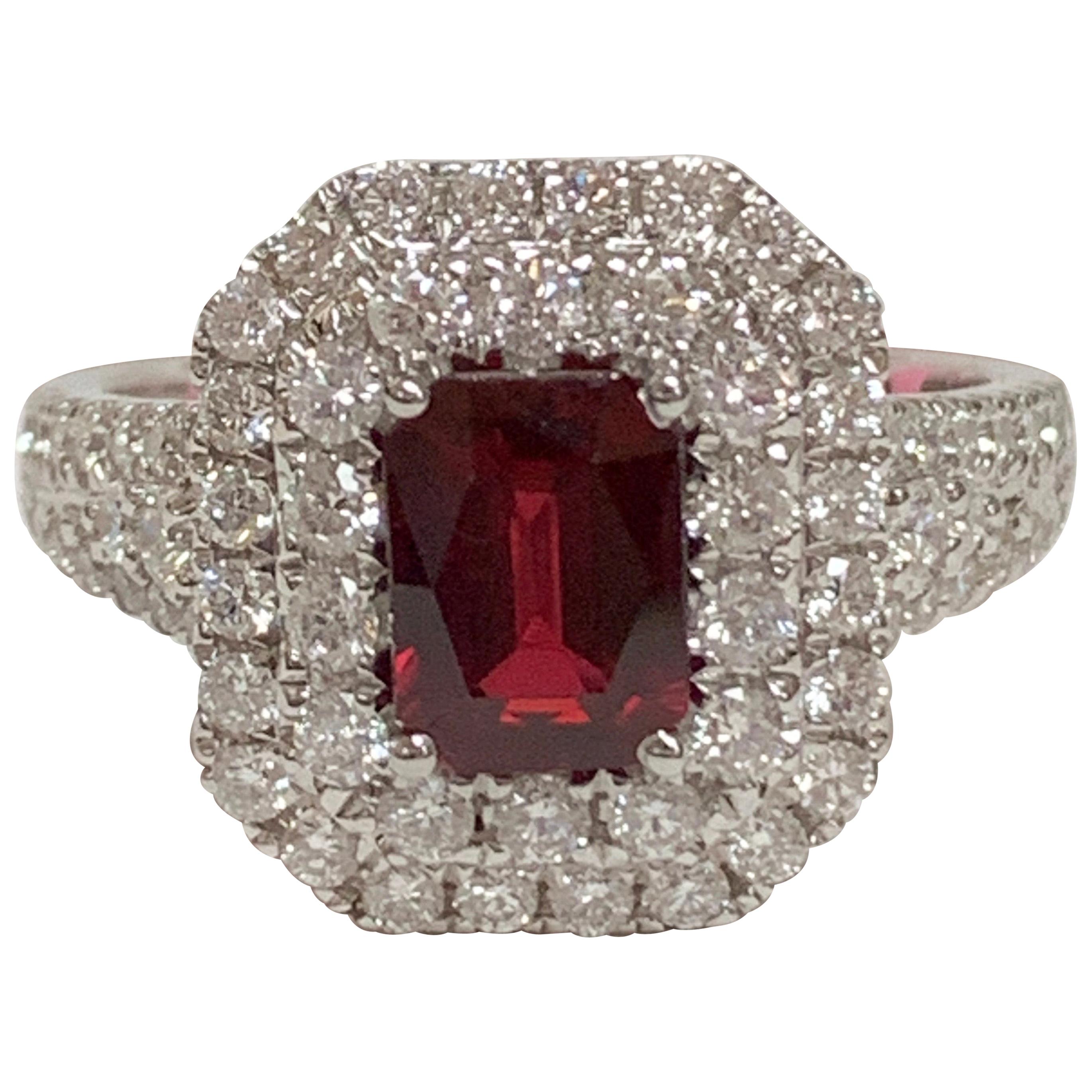 GIA Certified 1.39 Carat Ruby and Diamond Ring