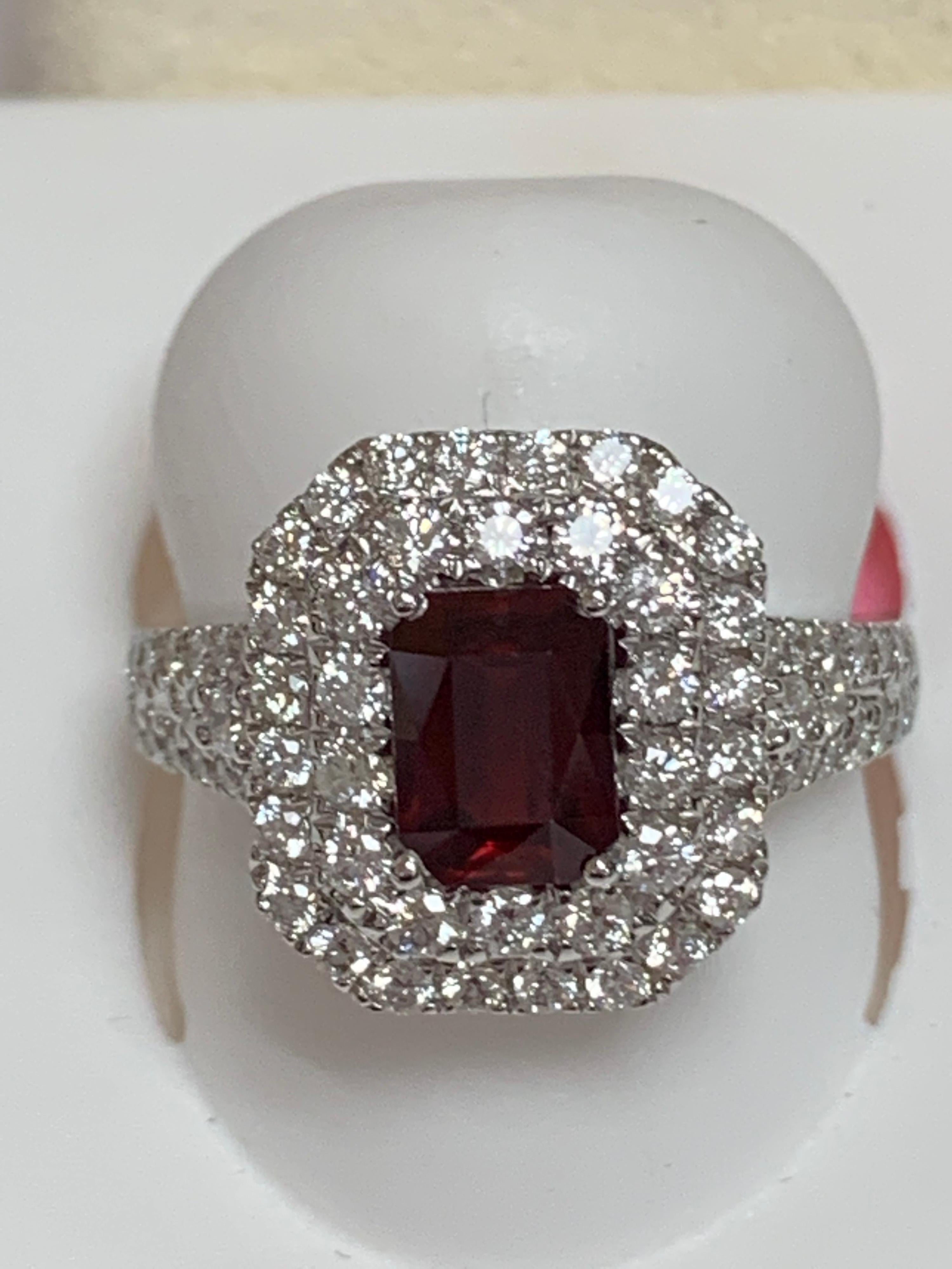 GIA Certified 1.39 Carat Ruby and Diamond Ring 3