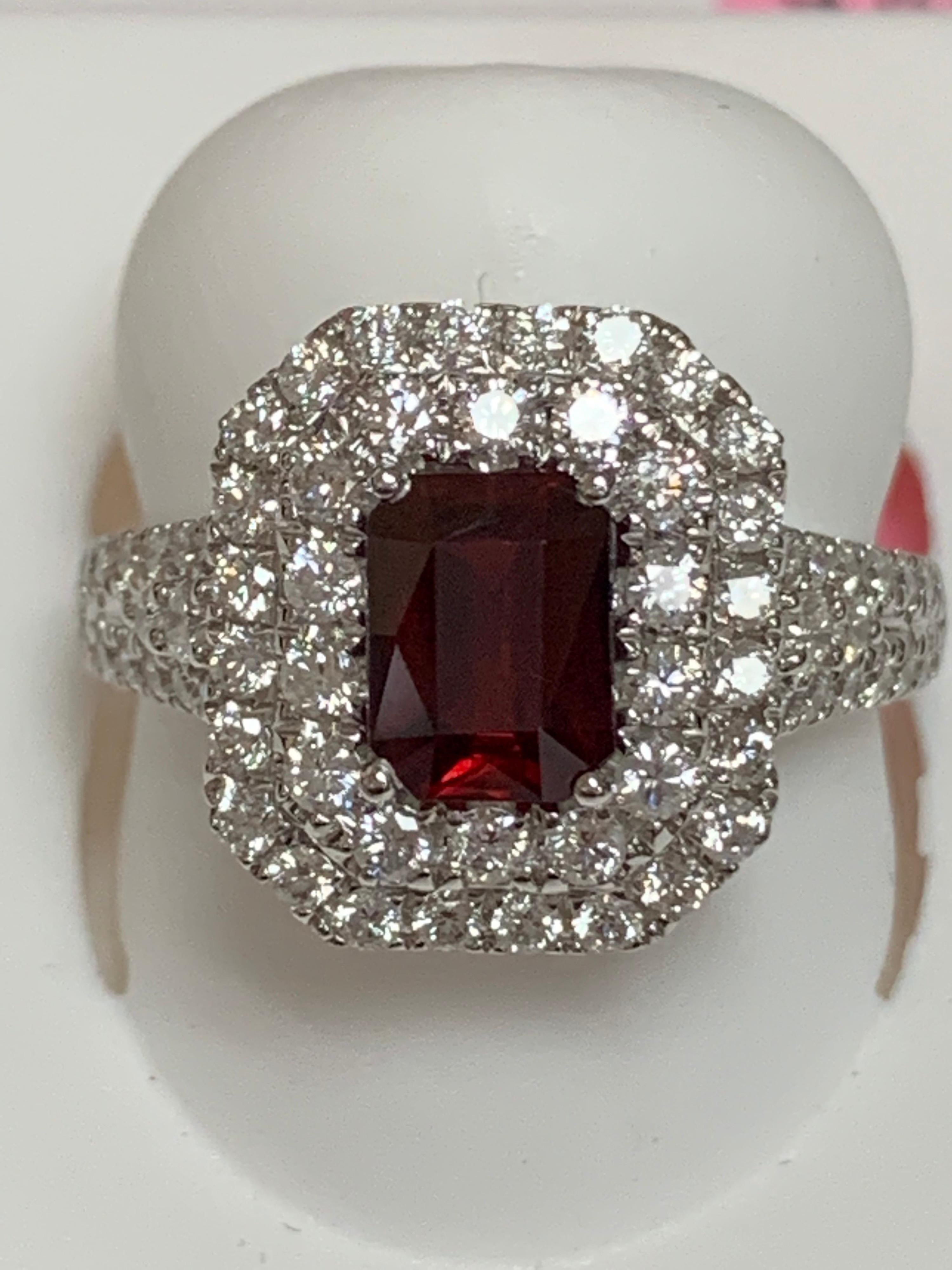 Artisan GIA Certified 1.39 Carat Ruby and Diamond Ring