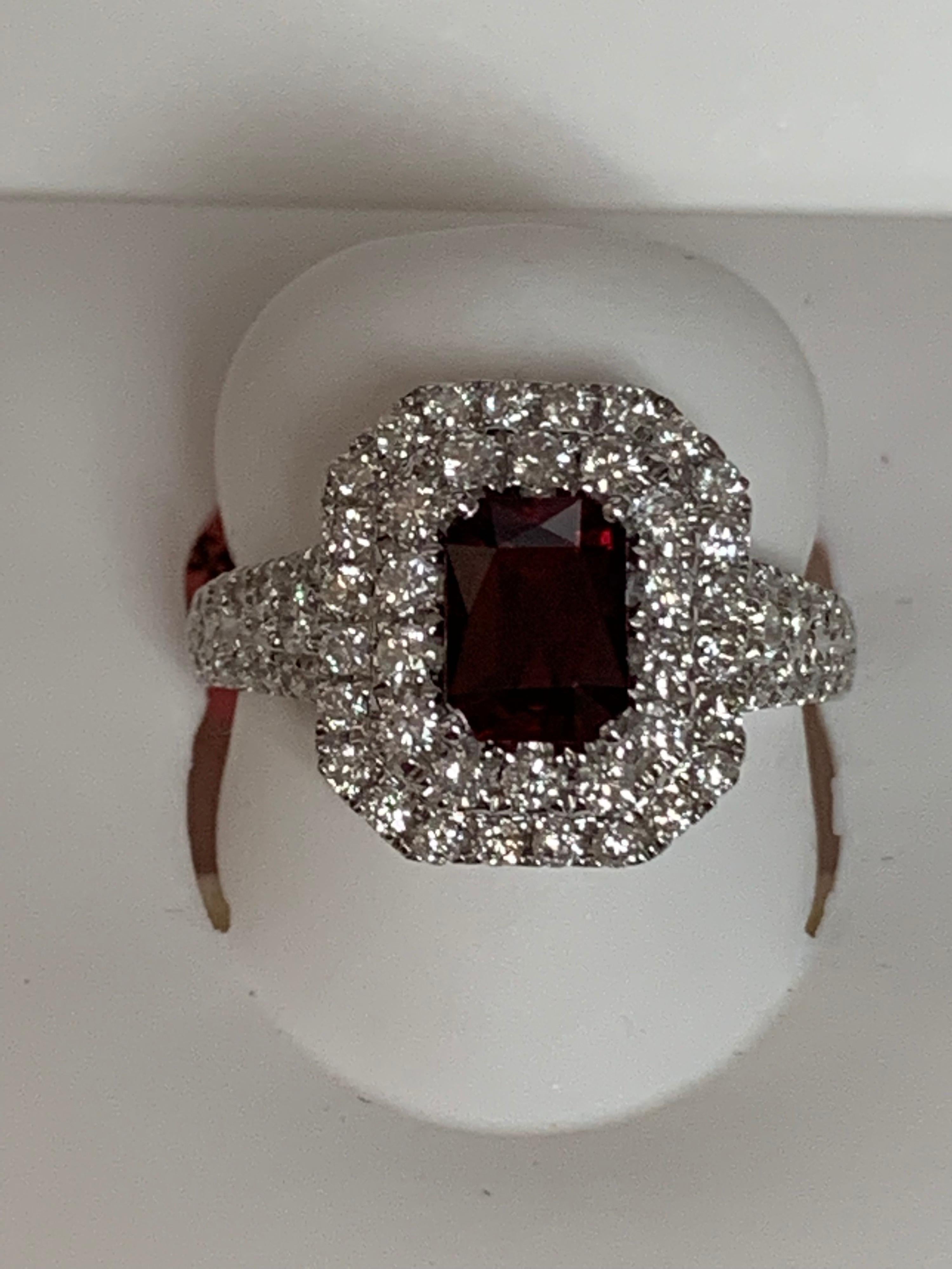 Women's GIA Certified 1.39 Carat Ruby and Diamond Ring