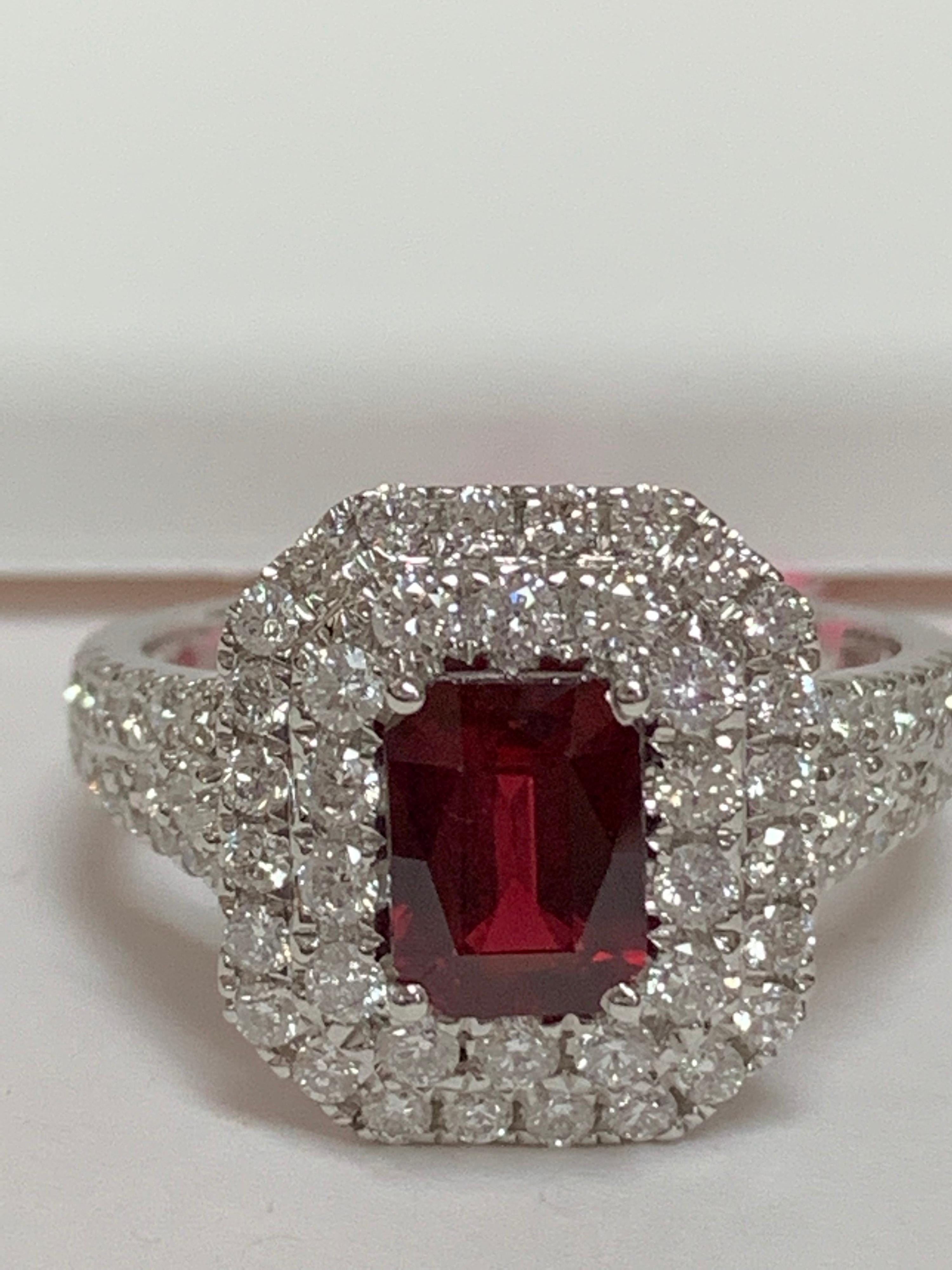 GIA Certified 1.39 Carat Ruby and Diamond Ring 2