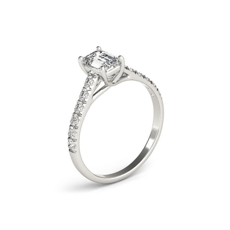 GIA zertifiziert 1.3ct Smaragd Pave Trellis verflochten Prong Diamantring Damen im Angebot