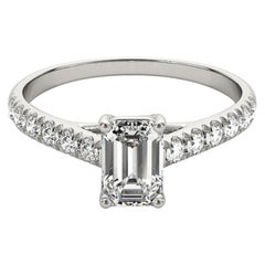 GIA Certified 1.3ct Emerald Pave Trellis Entwined Prong Diamond Ring