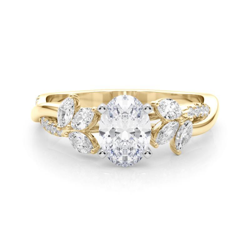 Bague en diamant certifié GIA 1.3ct ovale entrelacé Garden Flower Vine